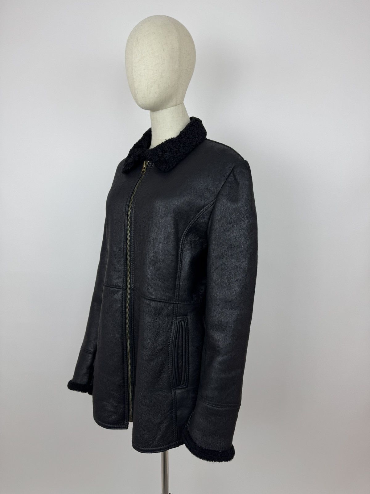 Other Miller Sheepskin Womens Jacket British Made Leather Coat Size L / US 10 / IT 46 - 3 Thumbnail