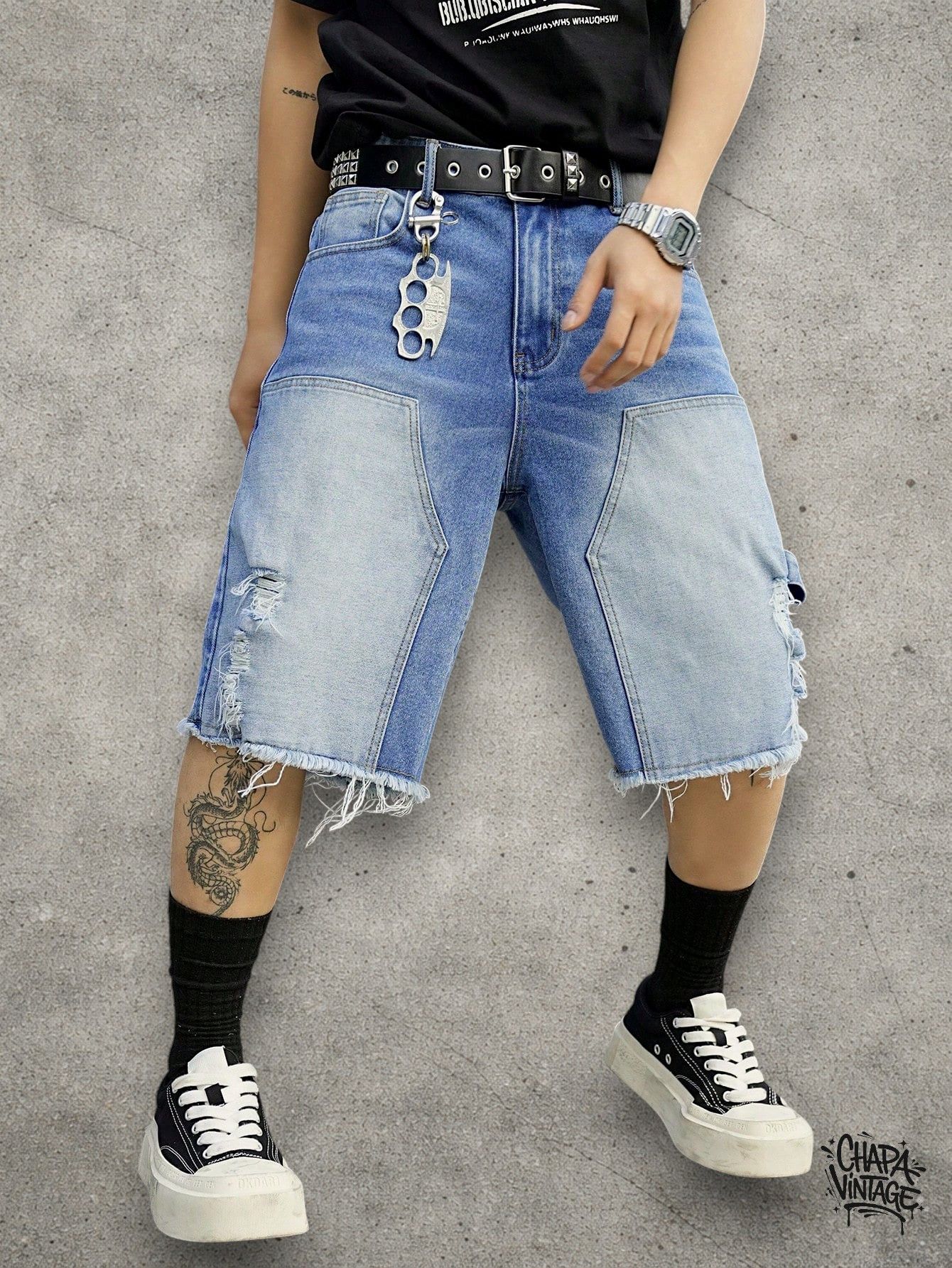 Japanese Brand Distressed washed denim shorts Size US 32 / EU 48 - 1 Thumbnail