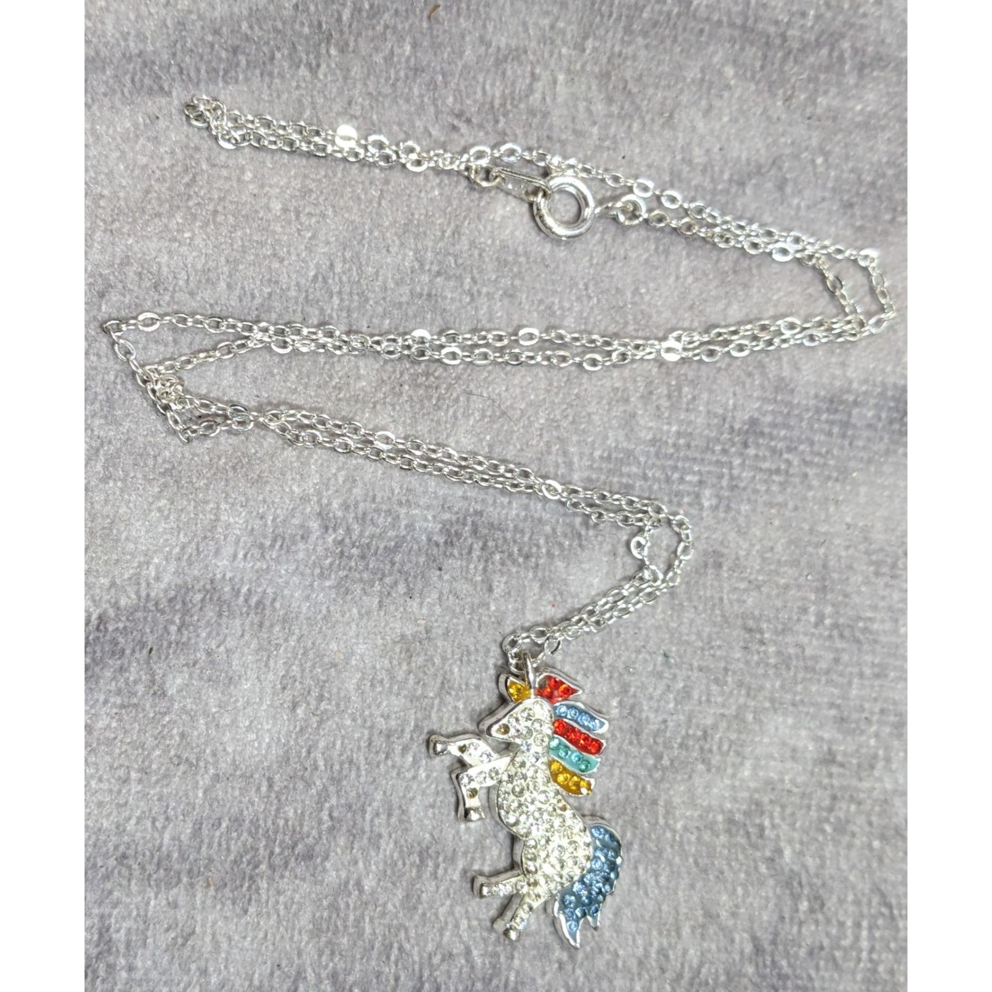Other LA Gem And Jewelry Designs Rainbow Rhinestone Unicorn Neckla Size ONE SIZE - 8 Thumbnail