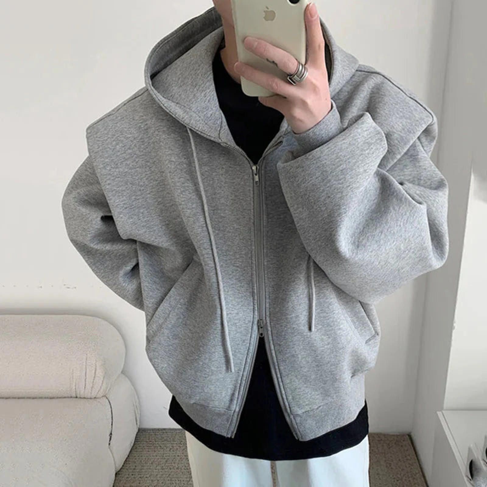 Vintage Exaggerated Shoulder Zip-Up Hoodie Size ONE SIZE - 6 Thumbnail