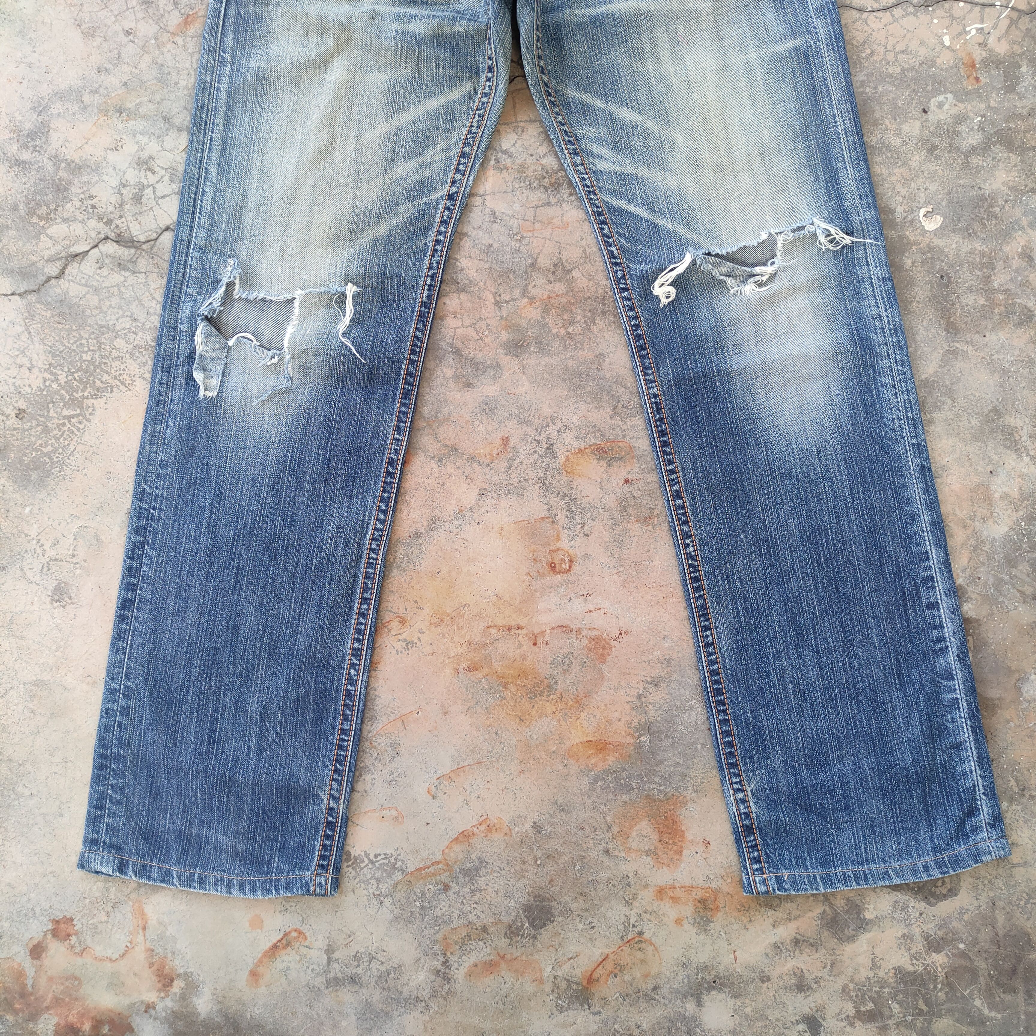 Edwin # VINTAGE DISTRESSED EDWIN FADED BLUE JEANS PANTS Size US 32 / EU 48 - 4 Thumbnail
