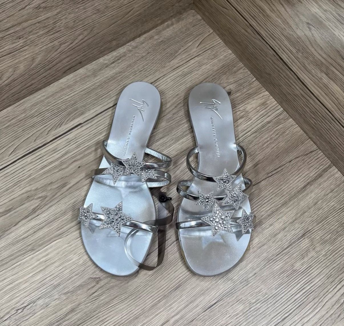 Giuseppe Zanotti Giuseppe Zanotti GZ Silver Rhinestone Star Mule Slides J41 Size US 7.5 / IT 37.5 - 3 Thumbnail