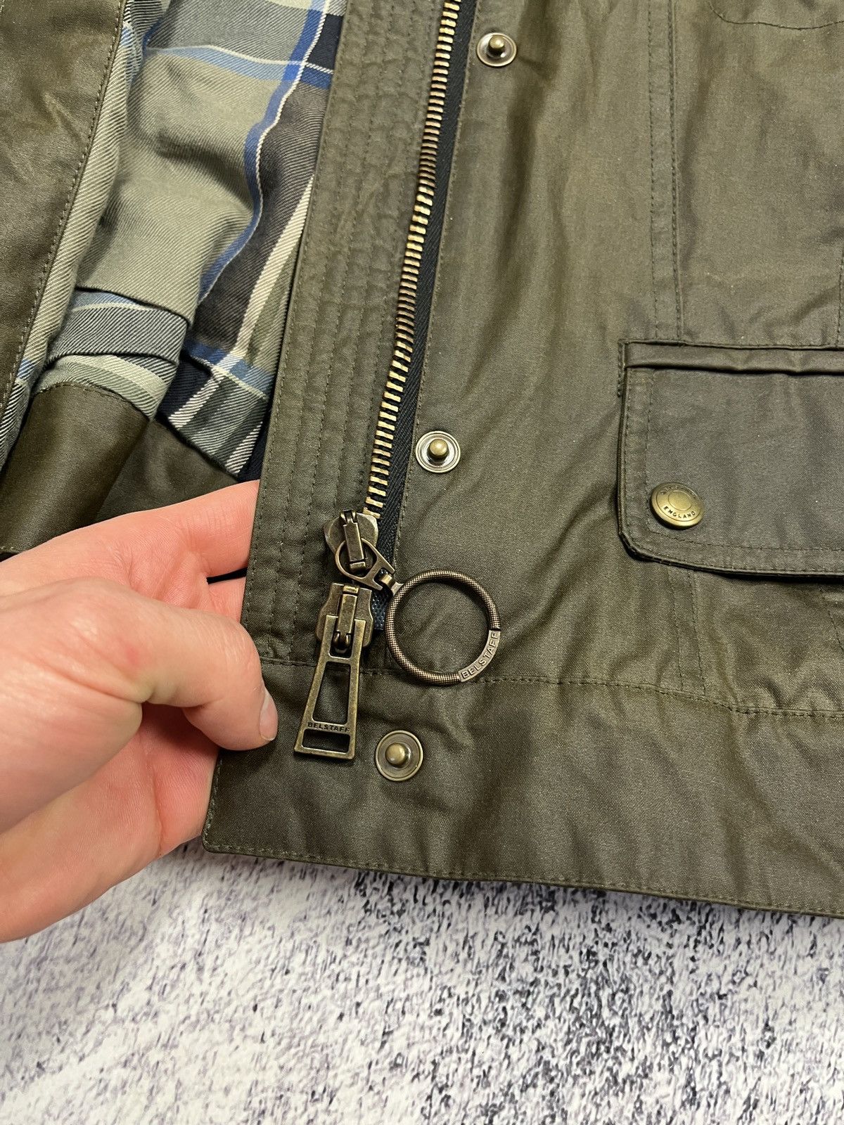 Belstaff × Vintage Belstaff Moto Waxed Women’s Plaid Jacket Cropped Biker Rare Size L / US 10 / IT 46 - 14 Thumbnail