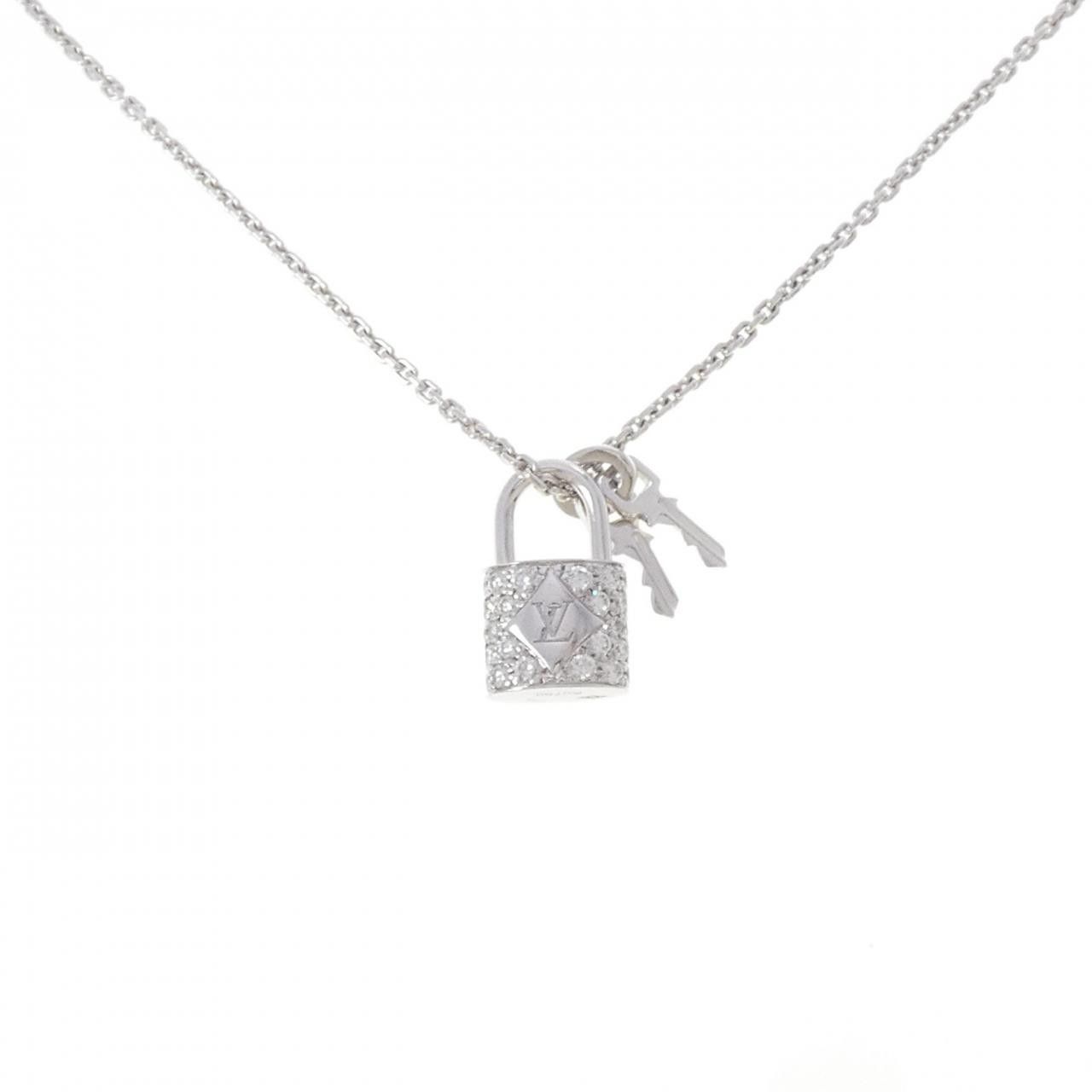 Louis Vuitton Louis Vuitton Louis Vuitton Pendentif Lockit 750 White Gold Diamond Necklace Precious Metal Necklace Q93436 DUTY FREE for USA Size ONE SIZE - 1 Thumbnail