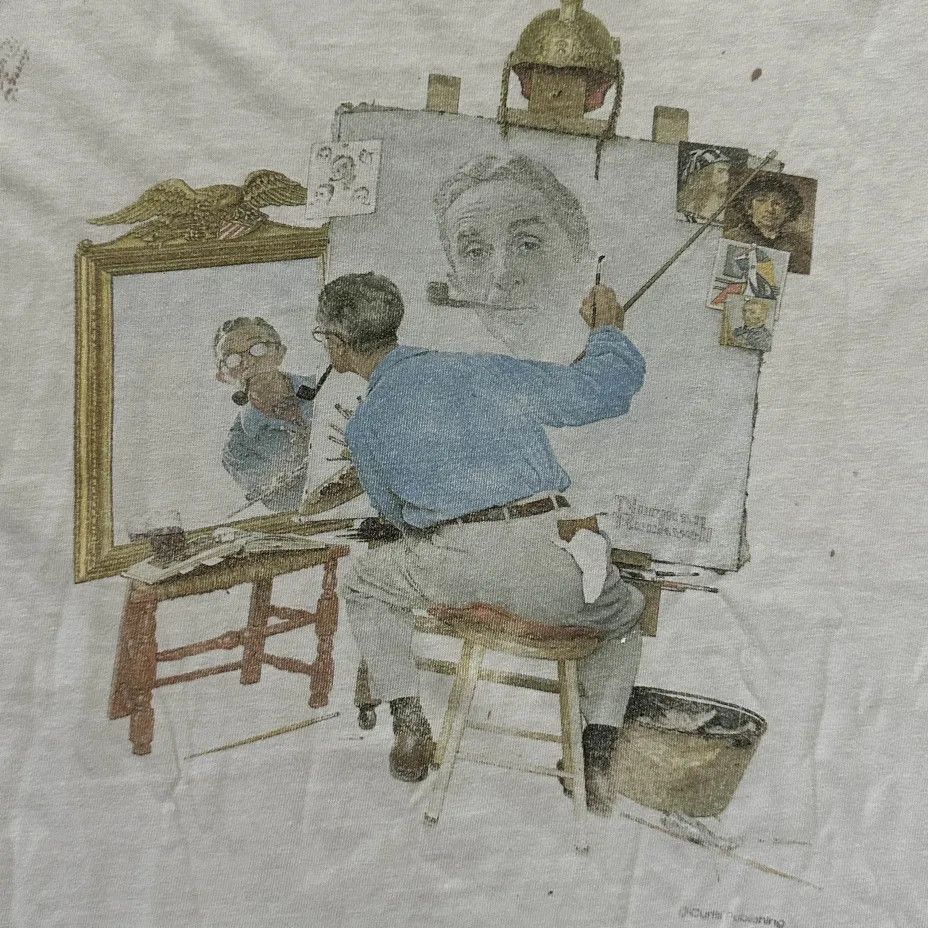 Other Vintage 90s Norman Rockwell Triple Self Portrait Art T-Shirt Size US L / EU 52-54 / 3 - 3 Thumbnail