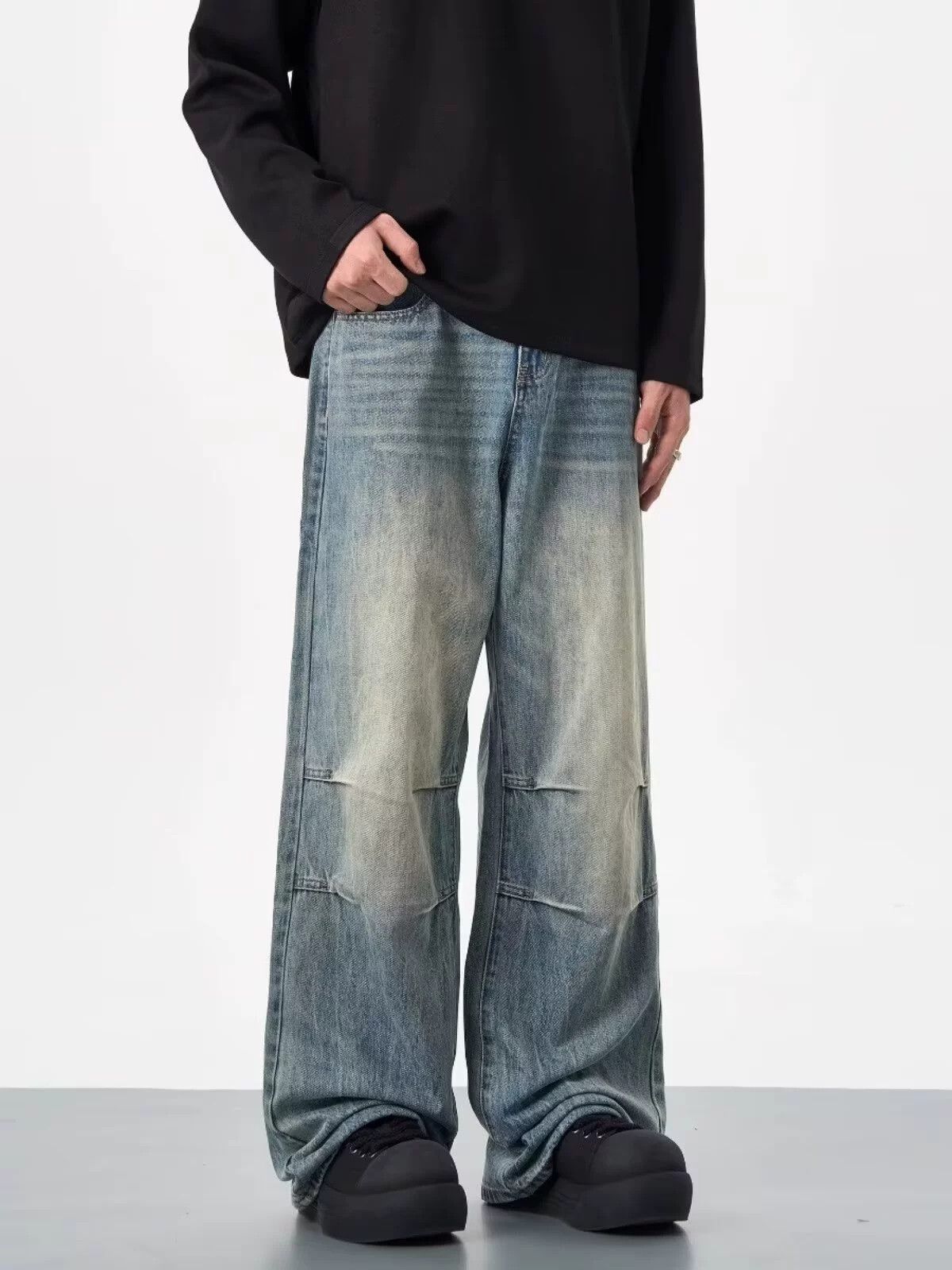 Japanese Brand × Jean Washed distressed loose straight bootcut vintage jeans Size US 32 / EU 48 - 4 Thumbnail