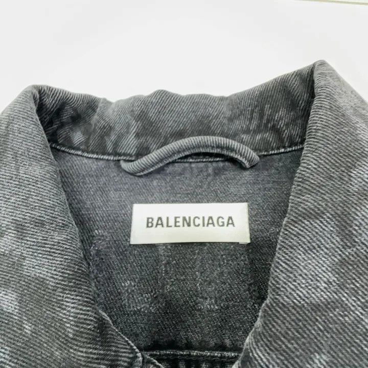 Balenciaga Balenciaga SS21 Printed Loose Denim Jacket 0079-2507 Size L / US 10 / IT 46 - 4 Thumbnail