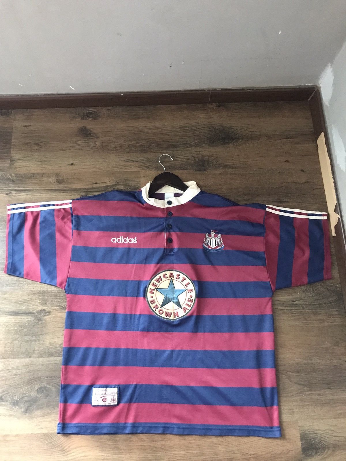 image of Soccer Jersey x Vintage Newcastle Jersey in Zebra Stripe, Men's (Size 2XL)