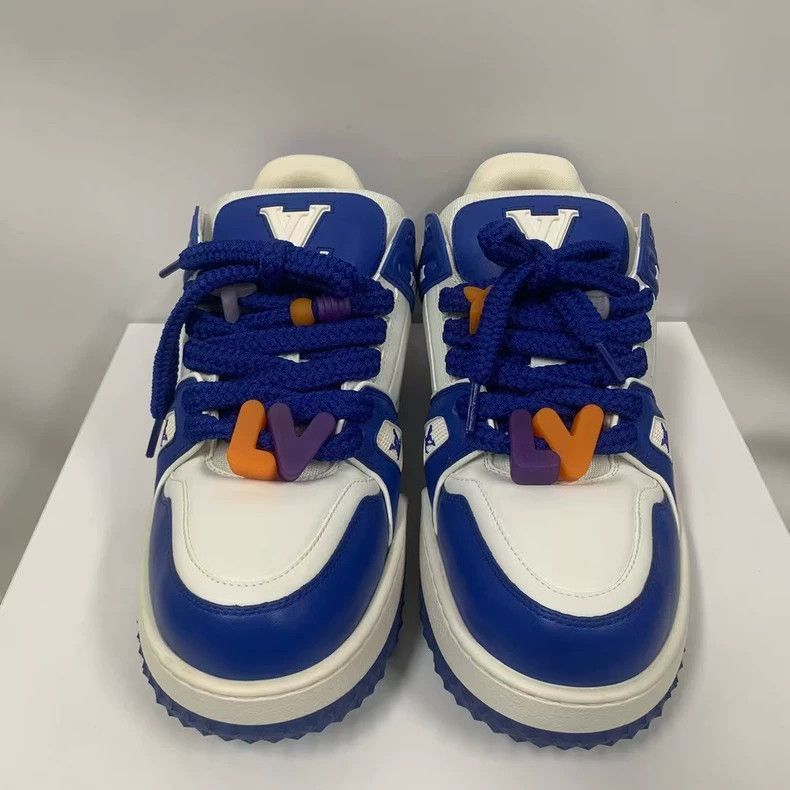 Louis Vuitton lv trainer white blue sneakers-2508 Size US 10 / EU 43 - 2 Thumbnail