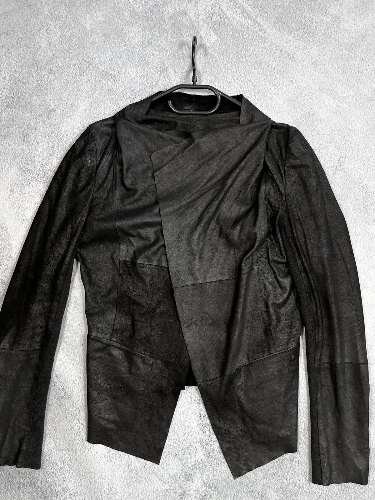Vintage Vintage Yohji style asymmetric leather avant garde jacket Size M / US 6-8 / IT 42-44 - 3 Thumbnail