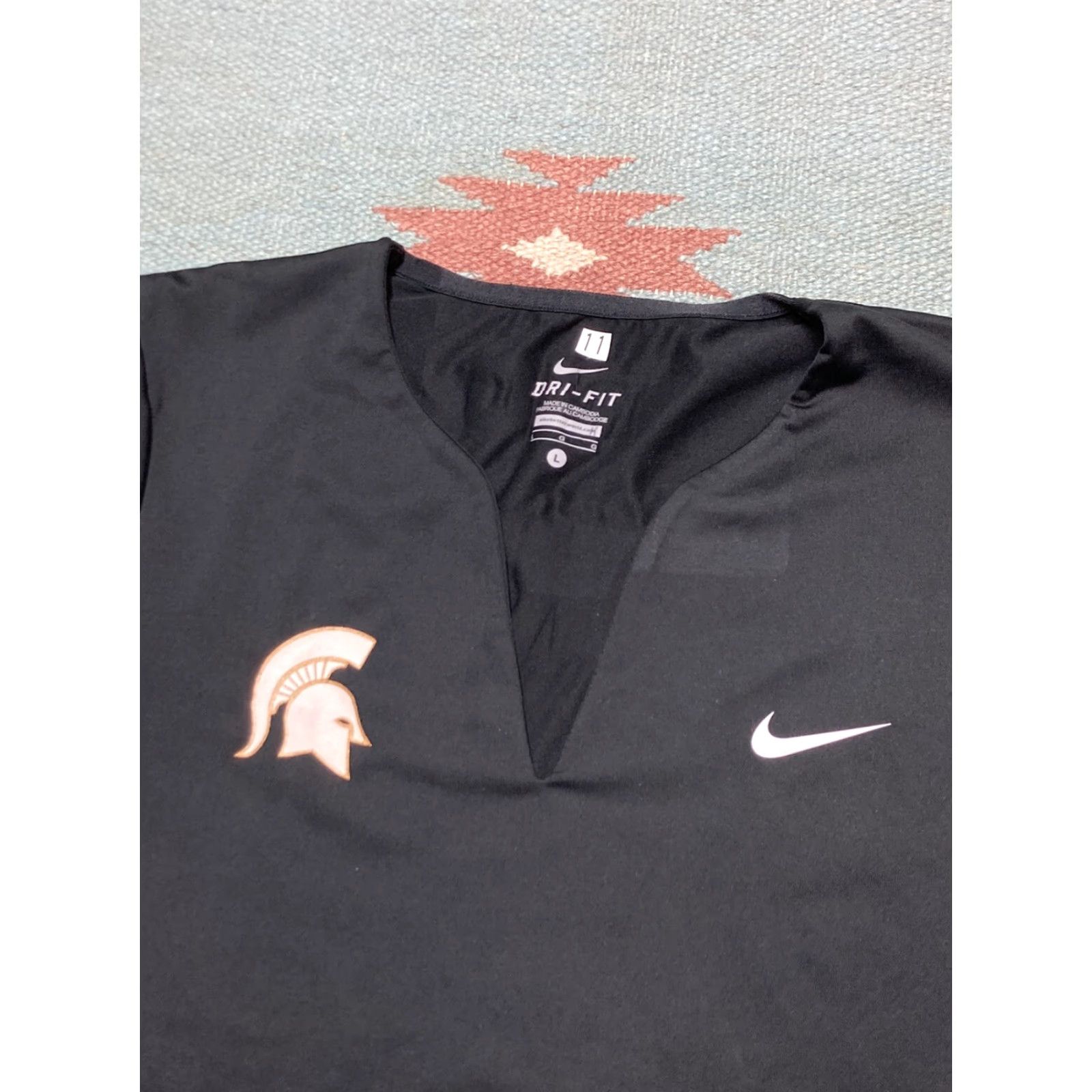 Nike VINTAGE Nike dri fit shirt soccer volleyball Michigan State University team issue gym Womens L Black University 90s Size L / US 10 / IT 46 - 2 Thumbnail