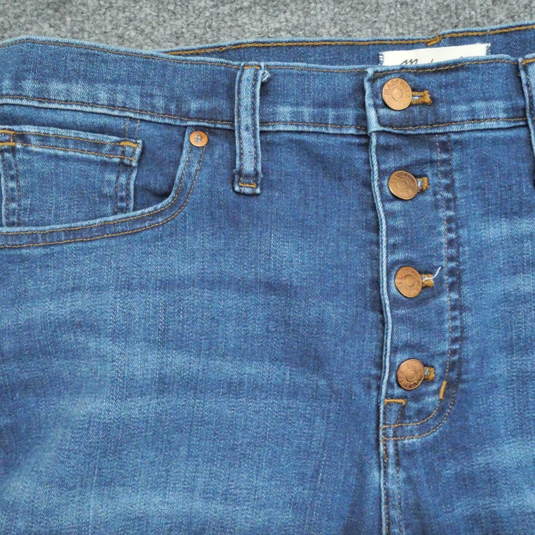 Madewell Madewell Jeans Womens 32 Blue Mid Rise Skinny Button Fly Stretch Raw Hem Crop Size 24" / US 00 / IT 34 - 6 Thumbnail