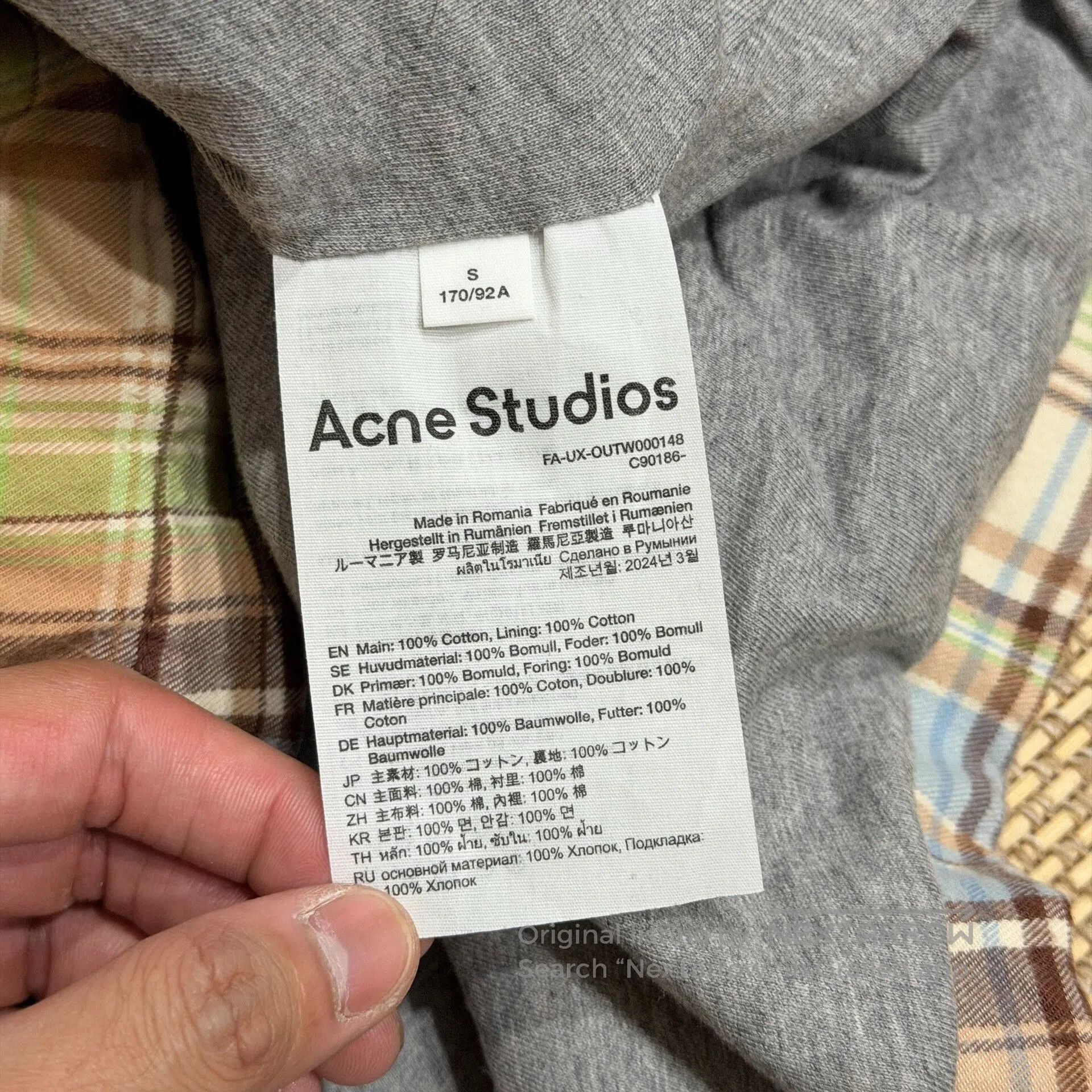 Acne Studios Acne Studios Plaid Long Sleeve Shirt Jacket. Size US S / EU 44-46 / 1 - 6 Thumbnail