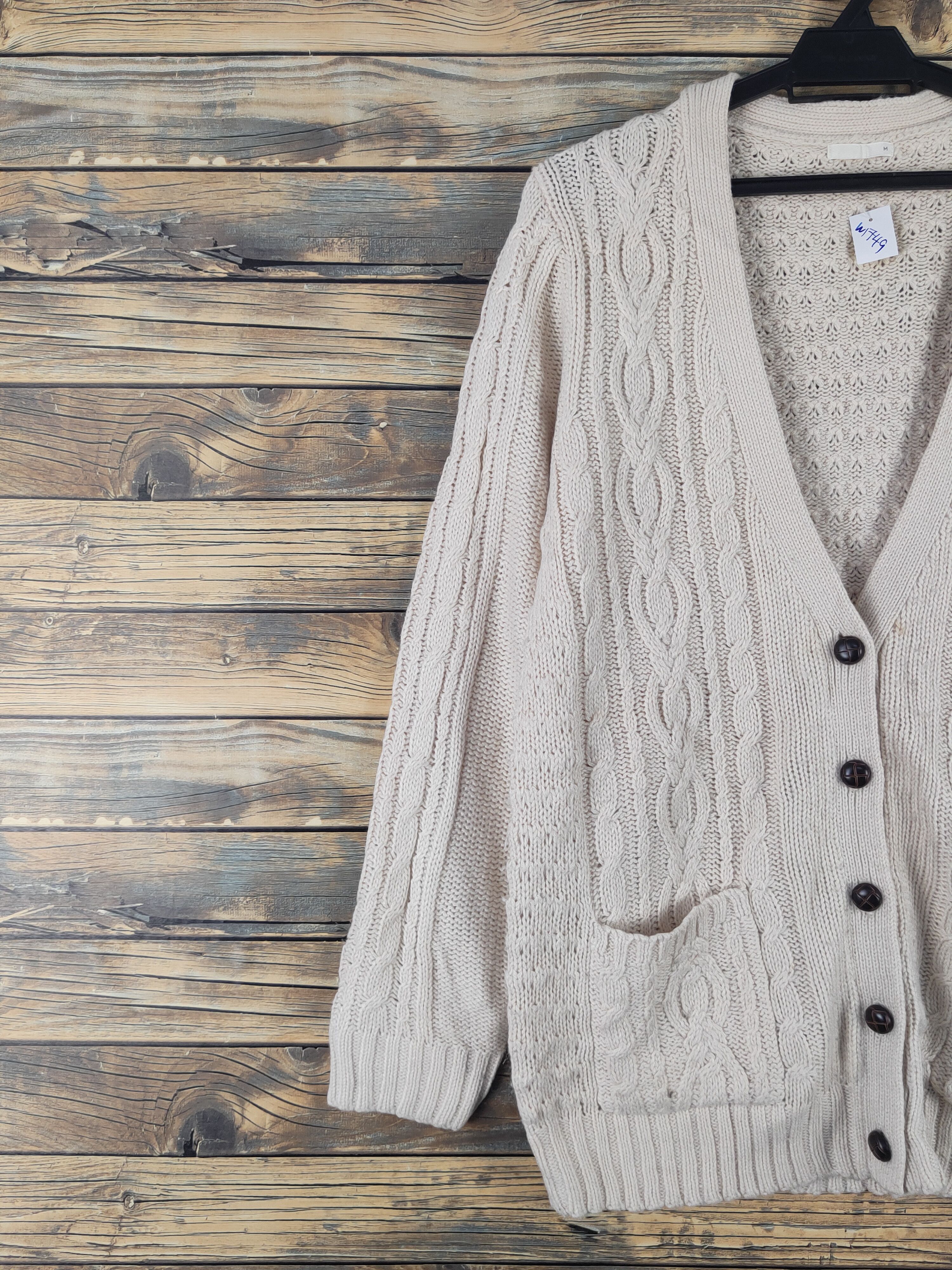 Aran Isles Knitwear Japanese Brand Beige cable Knitwear Cardigan #W1749 Size US M / EU 48-50 / 2 - 3 Thumbnail