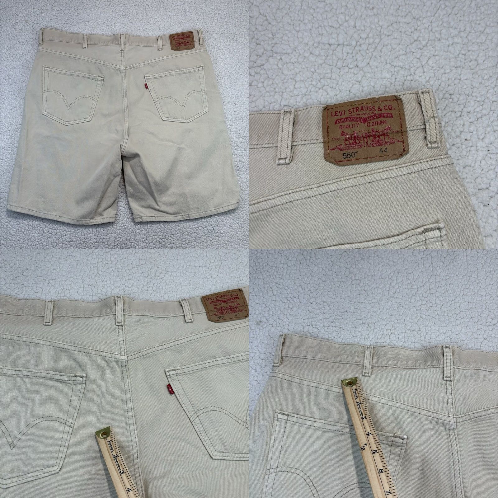 Levi's VINTAGE Levi's 550 Relaxed Fit Jean Shorts Cream Denim Size 44 Jorts Size US 44 / EU 60 - 8 Thumbnail