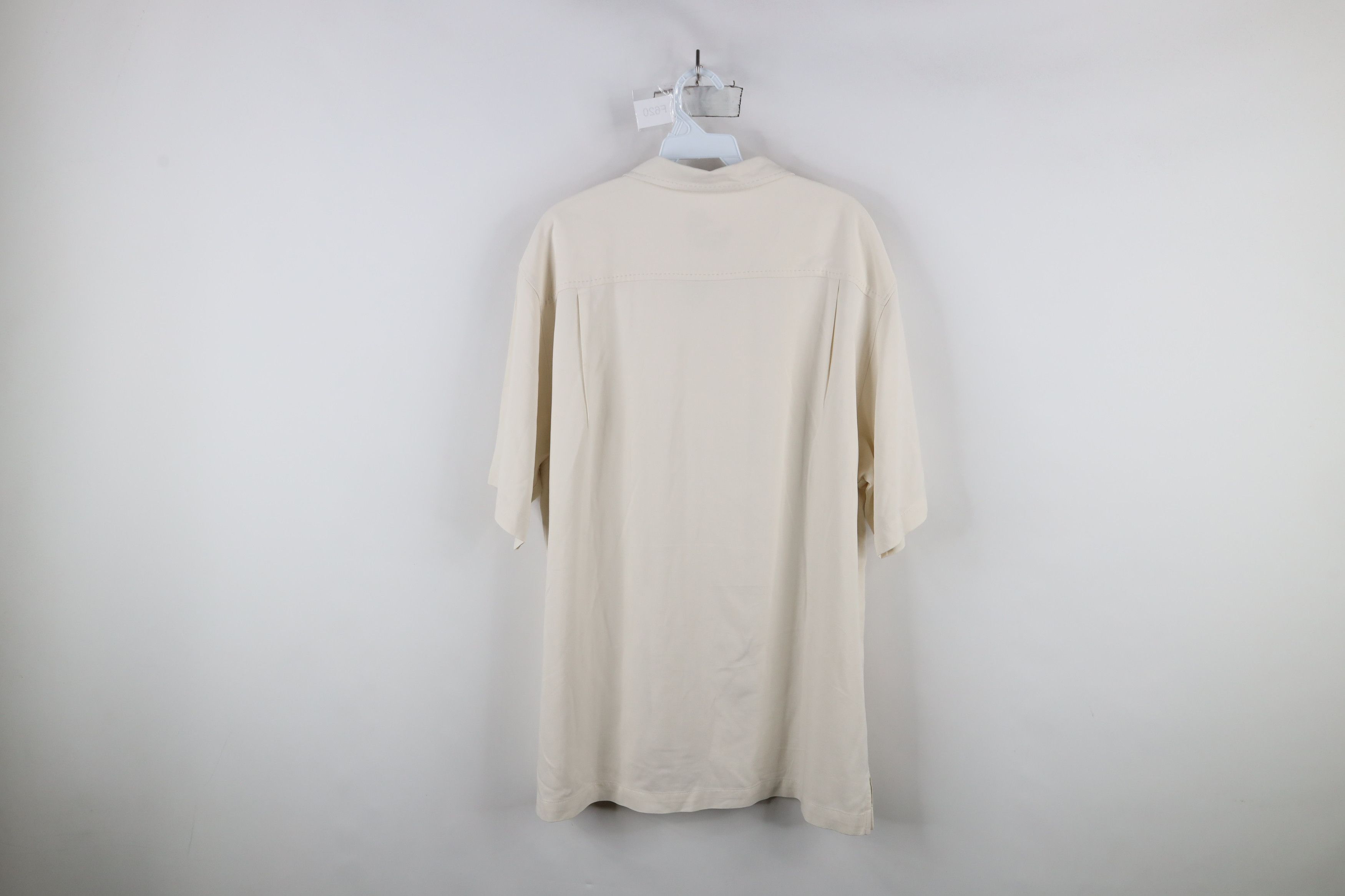 Tommy Bahama × Vintage Vintage Tommy Bahama Silk Looped Collar Button Shirt Cream Size US L / EU 52-54 / 3 - 12 Thumbnail