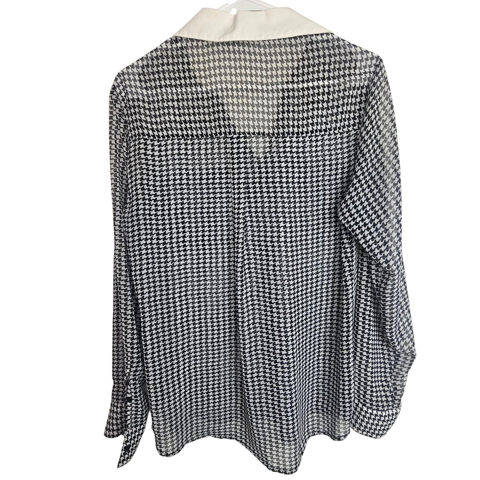 Express Express Women Houndstooth The Portofino Shirt M Sheer Career Size M / US 6-8 / IT 42-44 - 9 Thumbnail