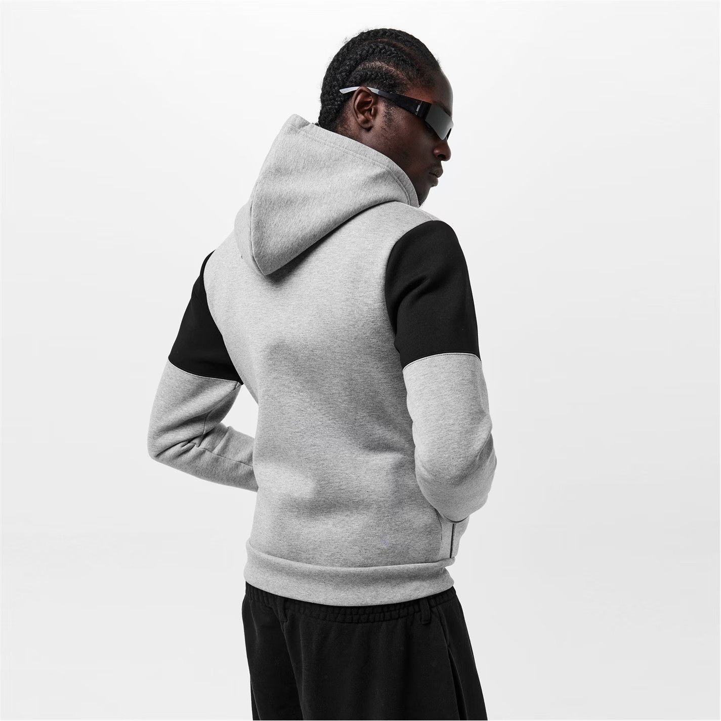 Balenciaga o1g2r1mq0226 Contrast Band Hoodie In Heather Grey/Black Size US L / EU 52-54 / 3 - 4 Thumbnail