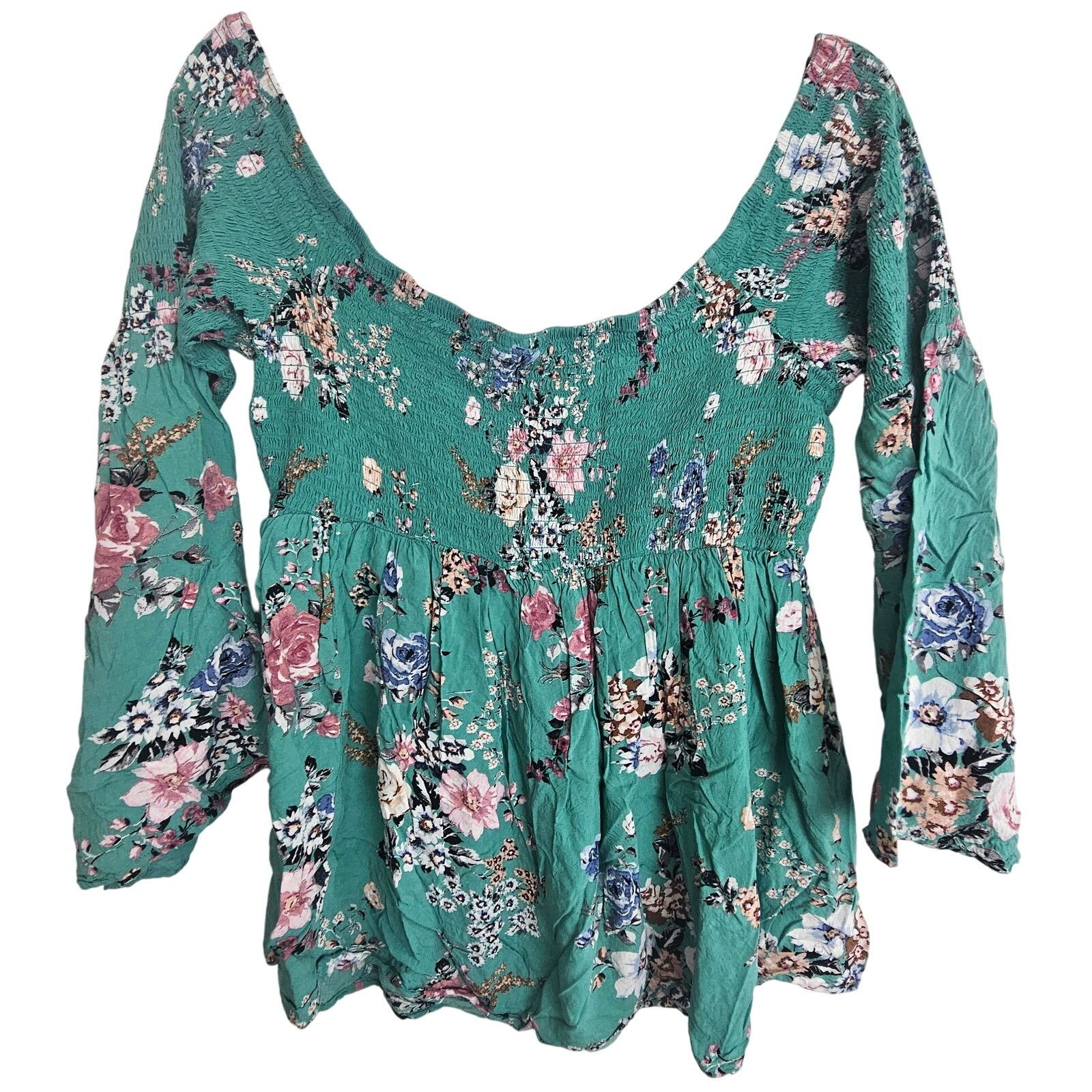 Torrid Torrid Womens Floral Smocked Off Shoulder Top Plus Size 1X Size XL / US 12-14 / IT 48-50 - 7 Thumbnail