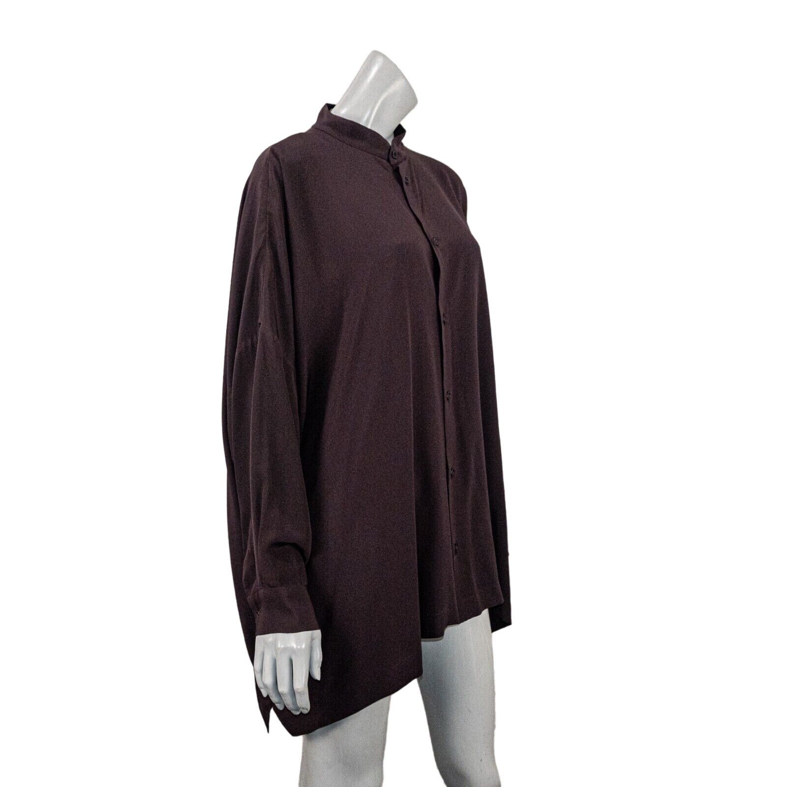 eskandar Eskandar Sz 2 100% Silk Purple Eggplant Boxy Oversize Blouse Size ONE SIZE - 6 Thumbnail