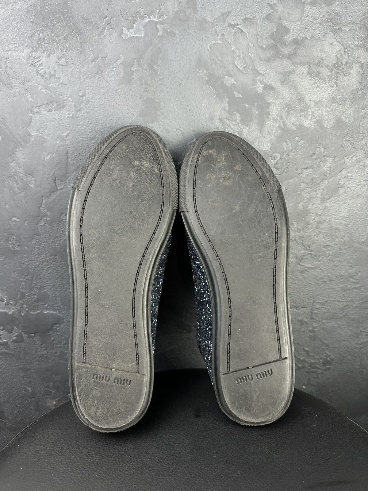 Miu Miu Miu Miu Glitter Dark Blue Studded Blue Trainer Sneakers Size US 10 / IT 40 - 11 Thumbnail