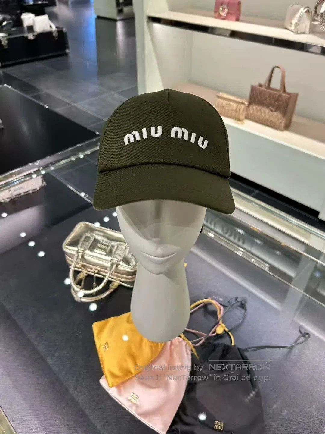 Miu Miu MIUMIU Olive Green Baseball Cap. Size ONE SIZE - 1 Thumbnail