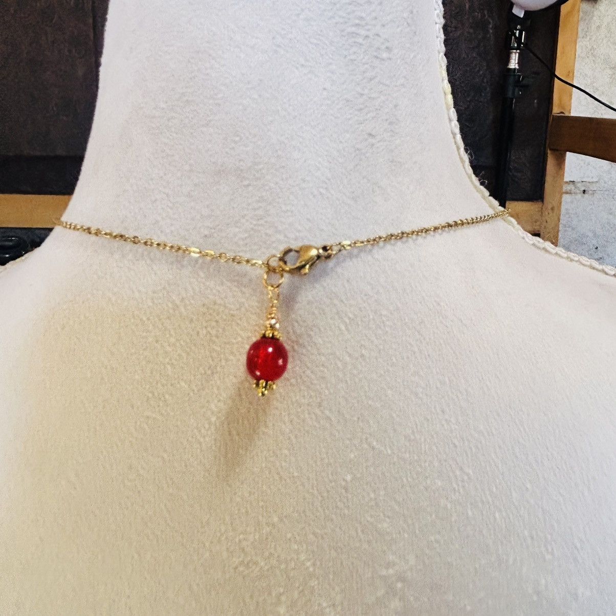 Handmade Handcrafted elegant glass beaded pendant on chain necklace Size ONE SIZE - 5 Thumbnail