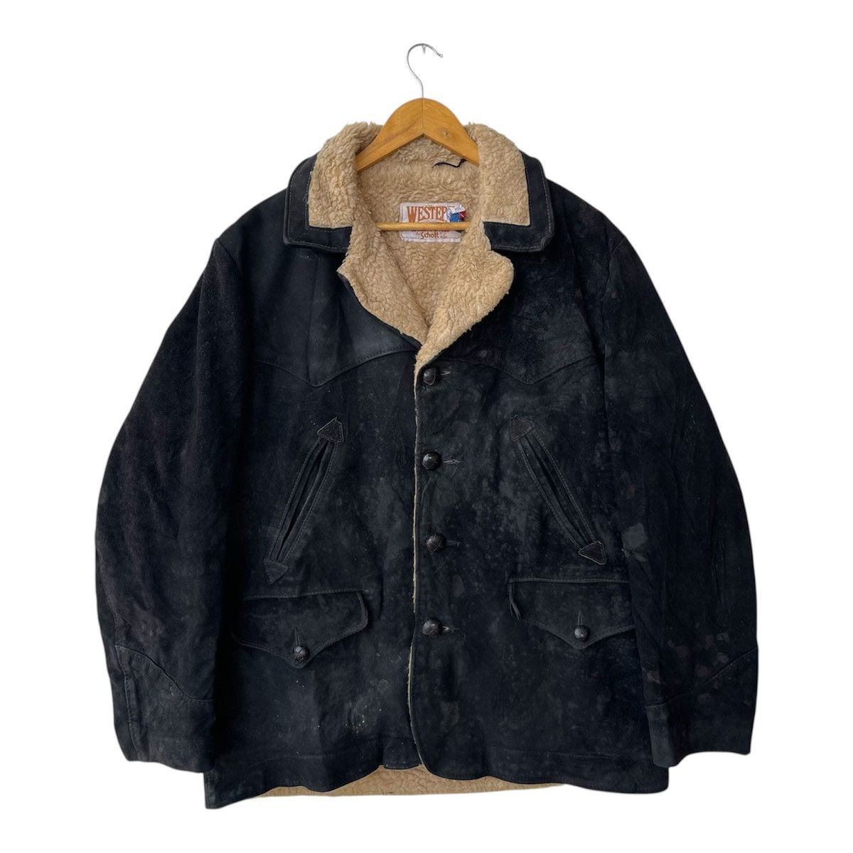 Schott Vintage Schott NYC "Western" Shearling Suede Ranch Coat Size US L / EU 52-54 / 3 - 1 Thumbnail
