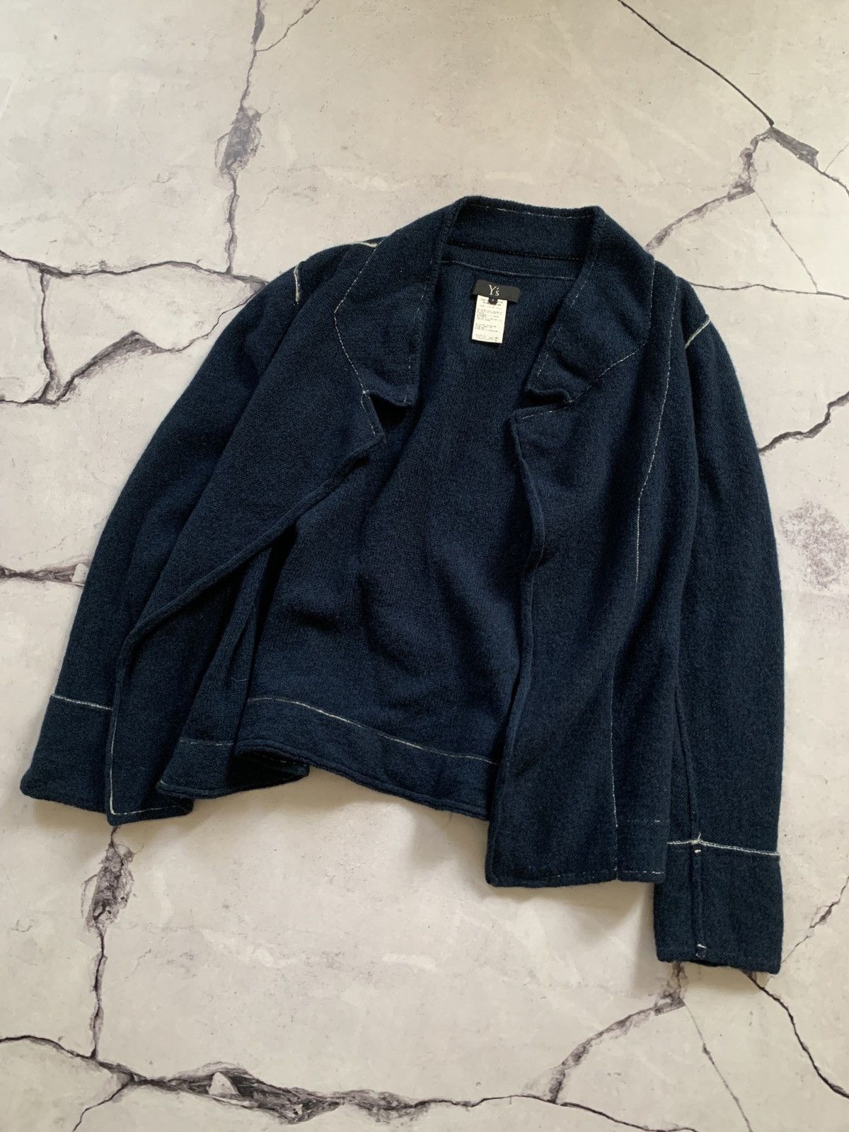 Yohji Yamamoto Rare Y's Yohji Yamamoto Wool Knit Cardigan Navy Blue Size M / US 6-8 / IT 42-44 - 4 Thumbnail