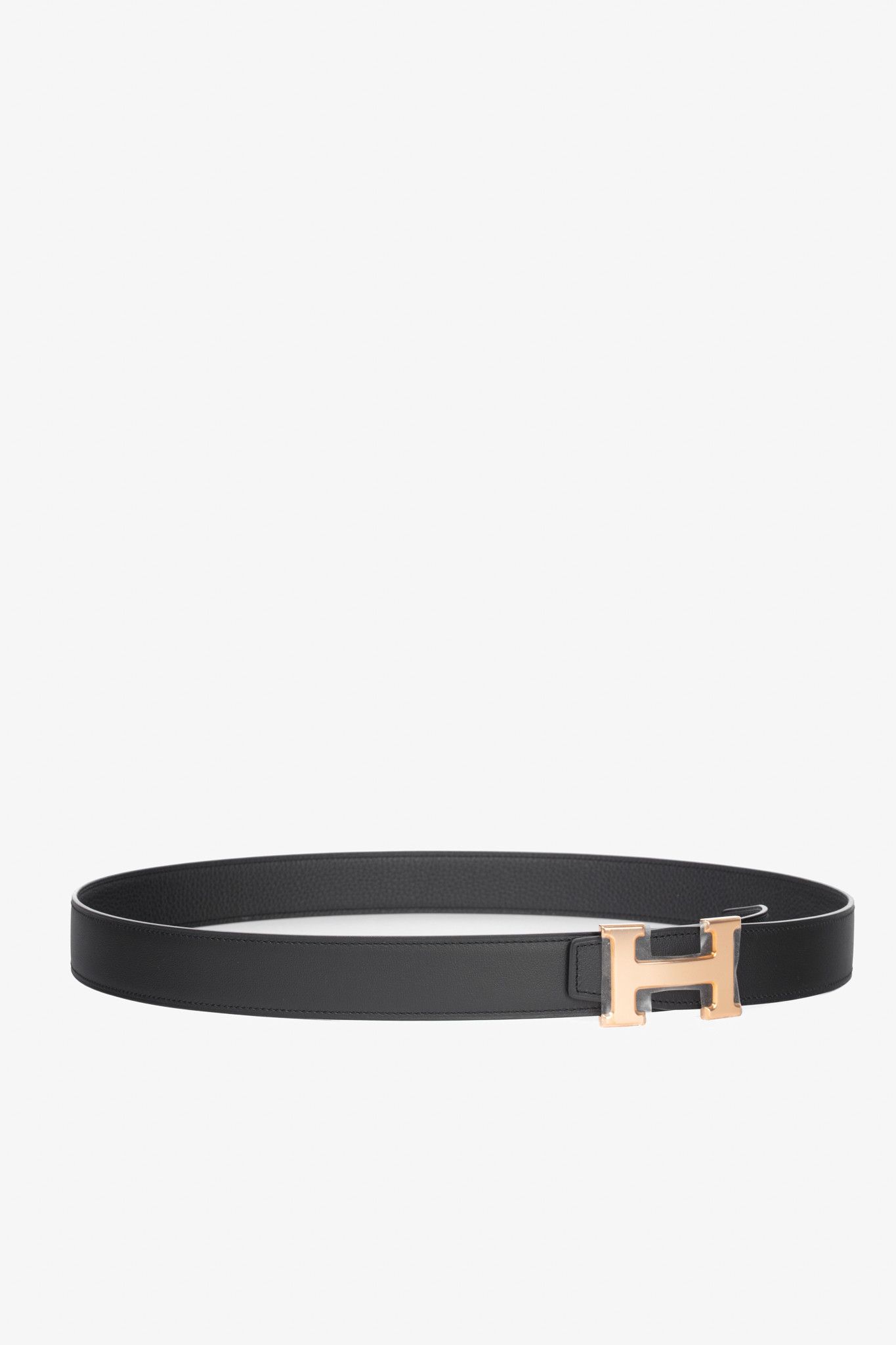 Hermes Constance H Reversible Belt Togo #292365H72B NIB 2023 Hermes Constance belt reversible black Taupe, Rose  main image 3
