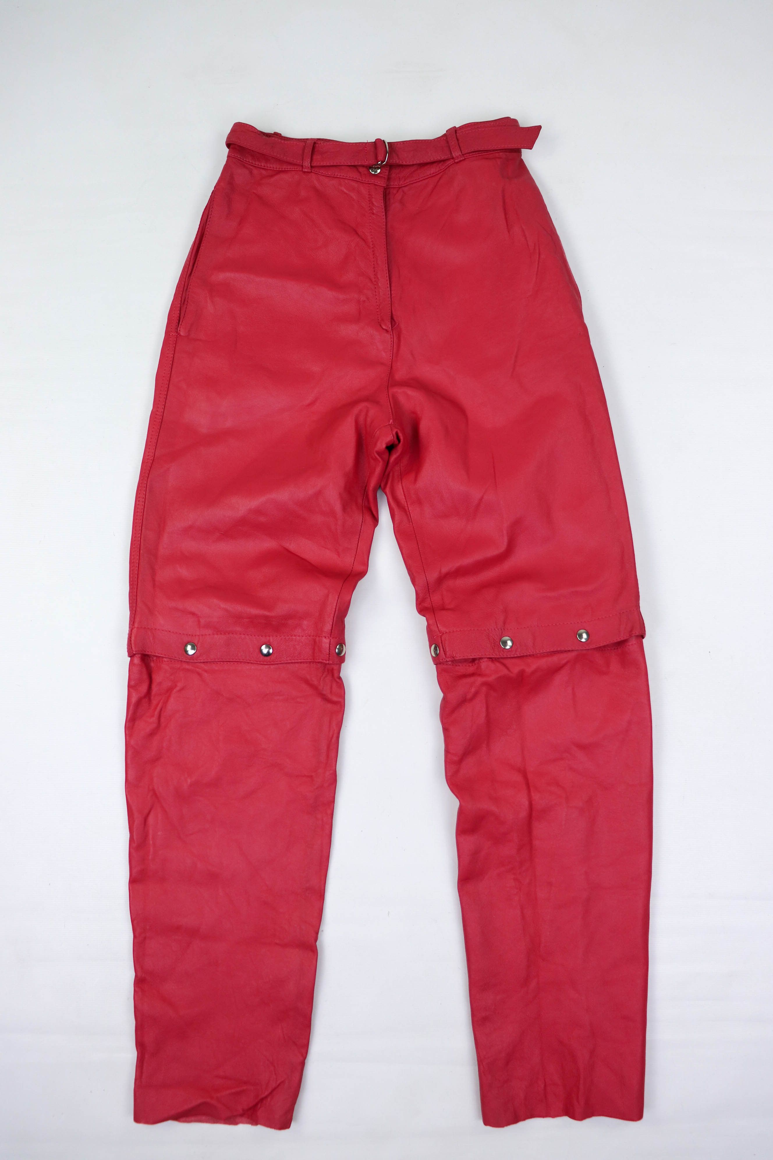 Vintage 80-90s Vintage Pink Soft Leather 2in1 Transform Pants Size 28" / US 6 / IT 42 - 1 Thumbnail