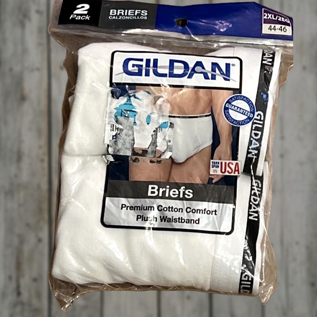 Gildan Gildan Briefs 2XL White Cotton Comfort Waistband Underwear Mens 44-46 Short Description: Solid Briefs, 2 Piece Pack Size US 39 - 1 Thumbnail