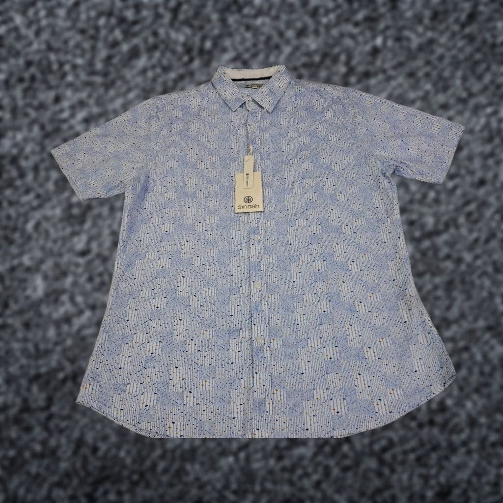 Vintage Smash Shirt Mens Medium Blue/White Short Sleeve Button Up NWT #7001 Size US M / EU 48-50 / 2 - 1 Thumbnail
