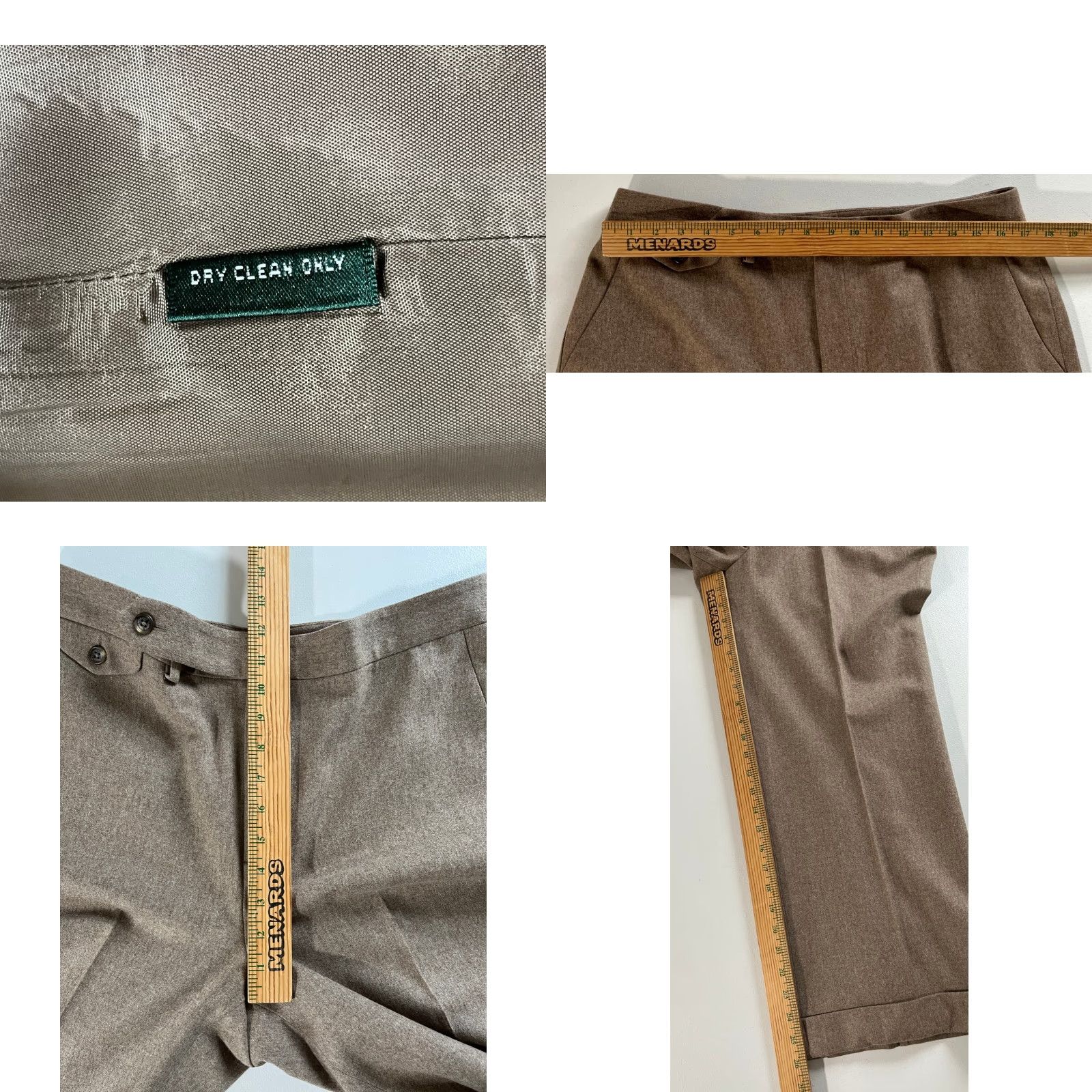 Ralph Lauren Lauren Ralph Lauren Women's Wide Leg Dress Pants Wool Beige 14 Size 36" / US 14 / IT 50 - 9 Thumbnail