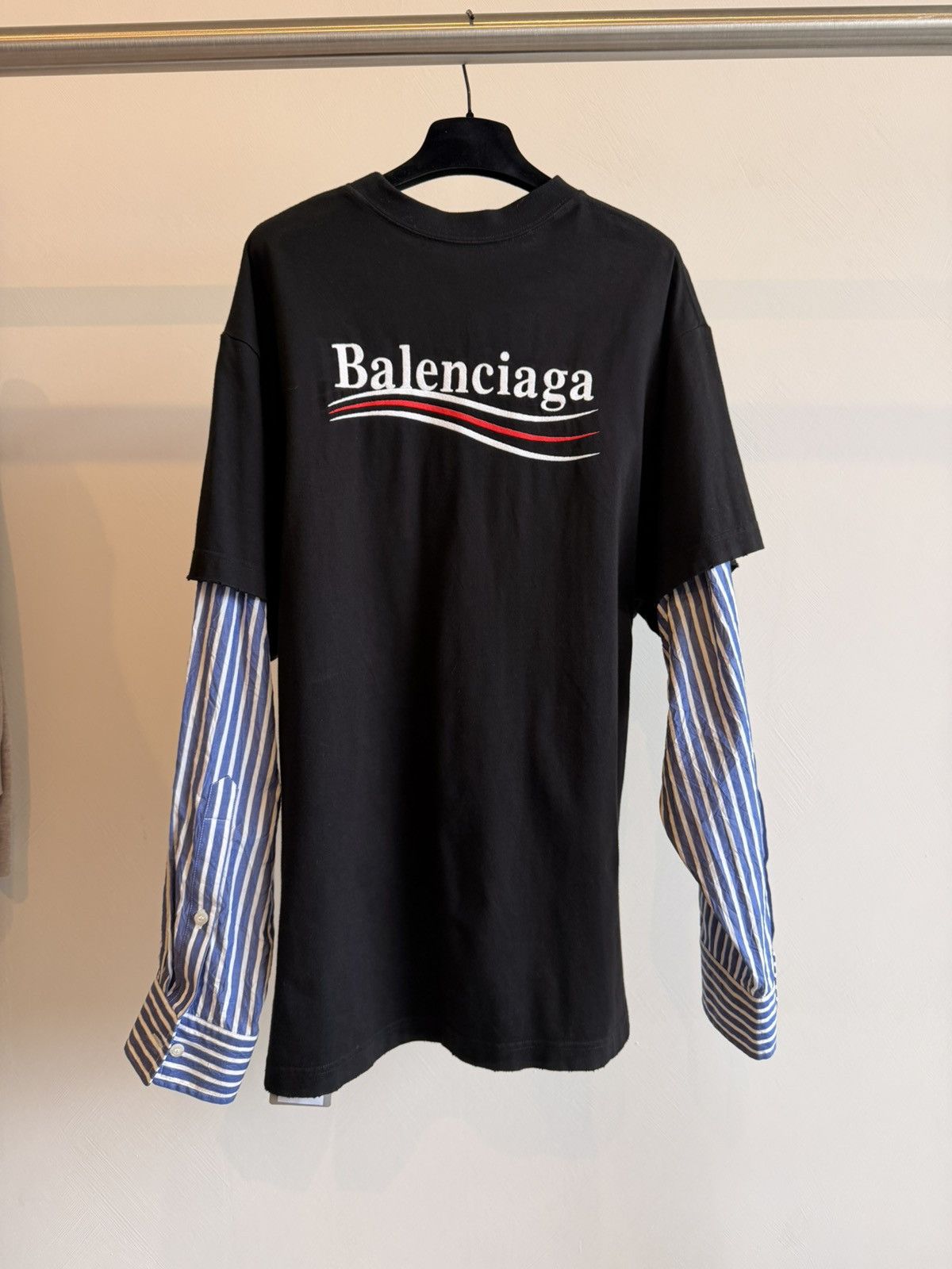 Balenciaga Balenciaga Political Campaign Long T-Shirt Black/Blue Stripe Size US S / EU 44-46 / 1 - 4 Thumbnail