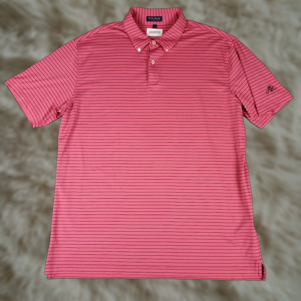 Peter Millar Peter Millar Polo Shirt Mens Size XL Pink Striped Crown Crafted Short Sleeve Size US XL / EU 56 / 4 - 1 Thumbnail