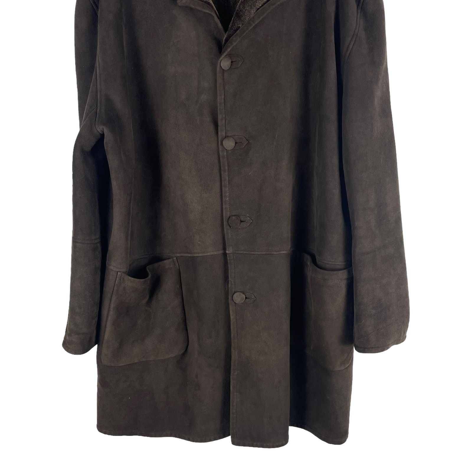 Other Men's Genuine Suede Shearling Long Coat Jacket Brown 3X Size US XXL / EU 58 / 5 - 5 Thumbnail