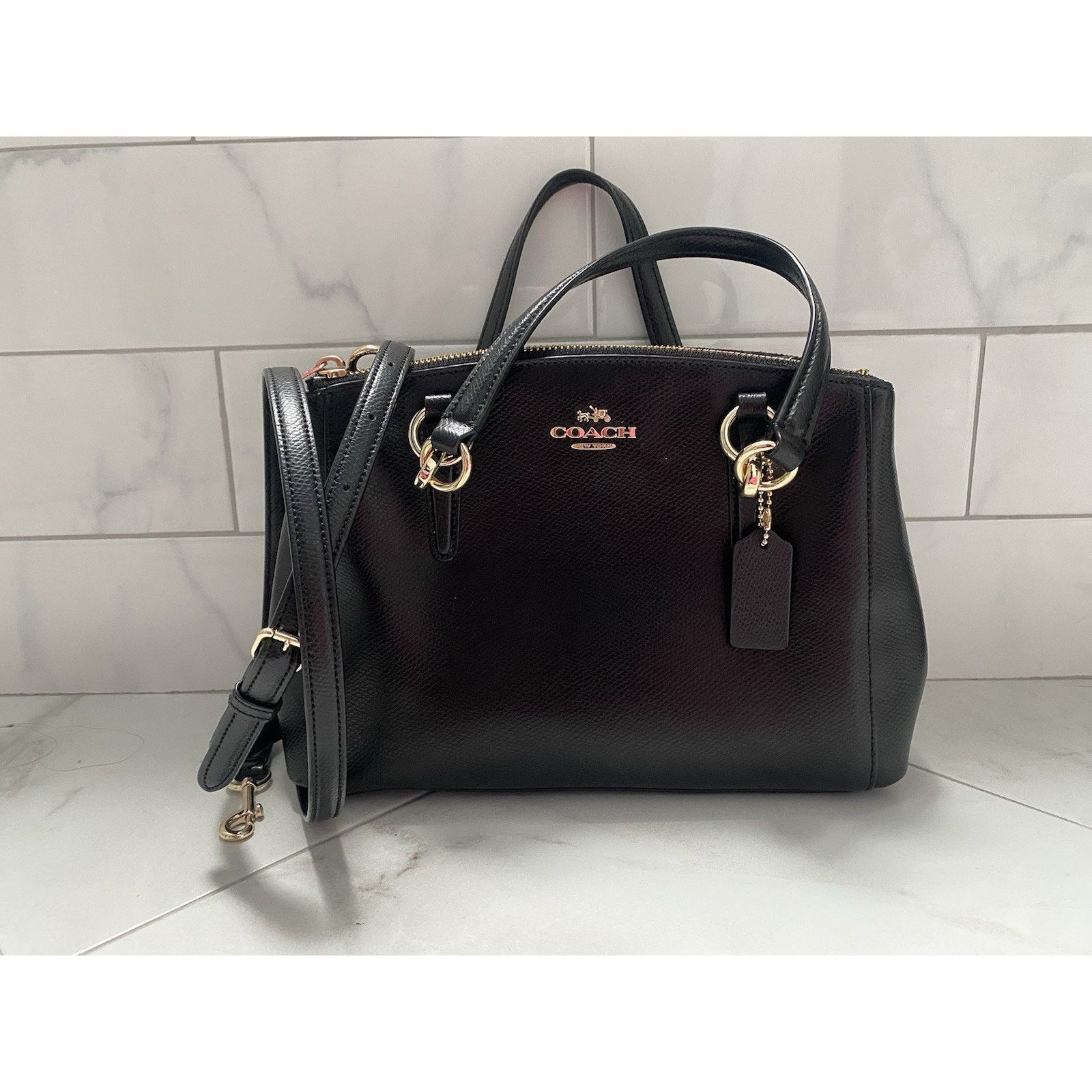 Coach Blk Crossbody/handle Gold Am Blk Bag in Black, Women's