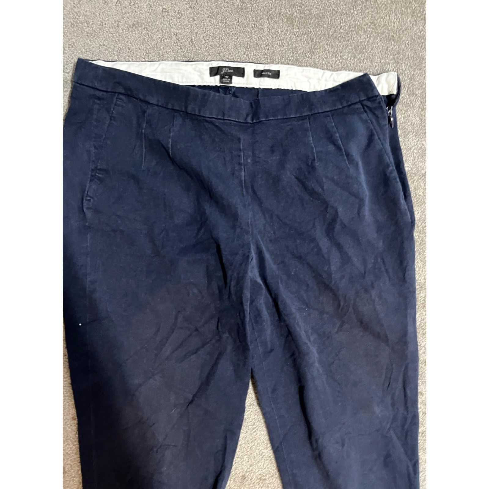 J.Crew J.CREW Martie Pant Dress Pants Navy Blue 10 Women Nylon Stretch EUC Size 32" / US 10 / IT 46 - 2 Thumbnail