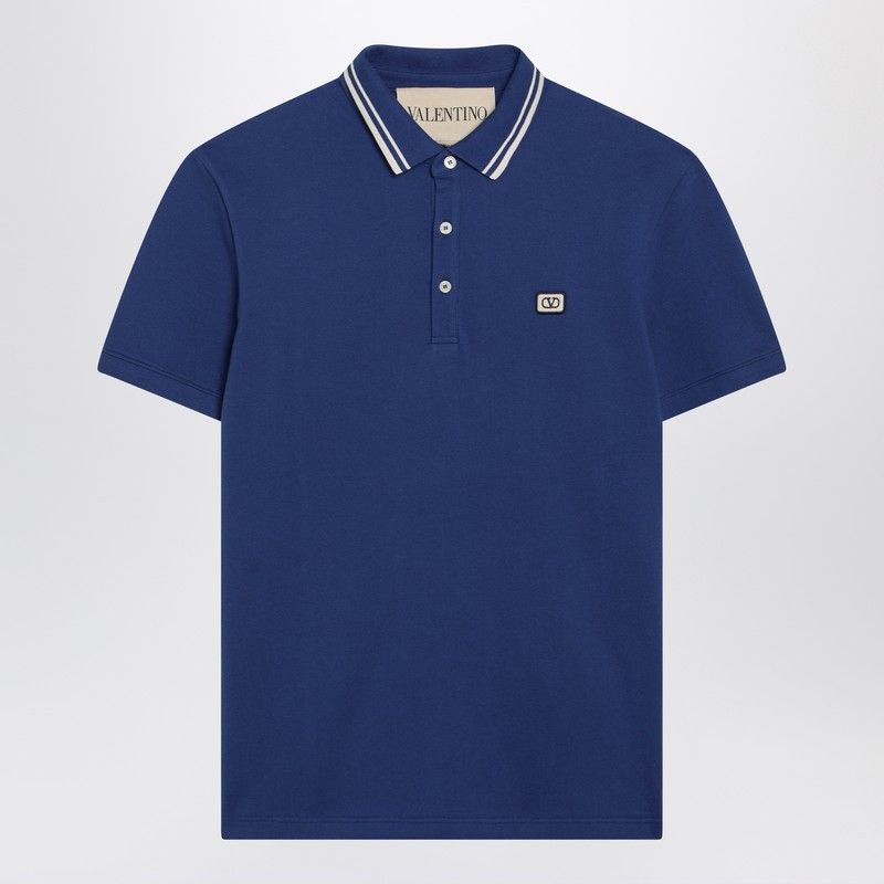 Valentino Valentino Blue Polo Shirt With Vlogo Patch Size US S / EU 44-46 / 1 - 1 Thumbnail