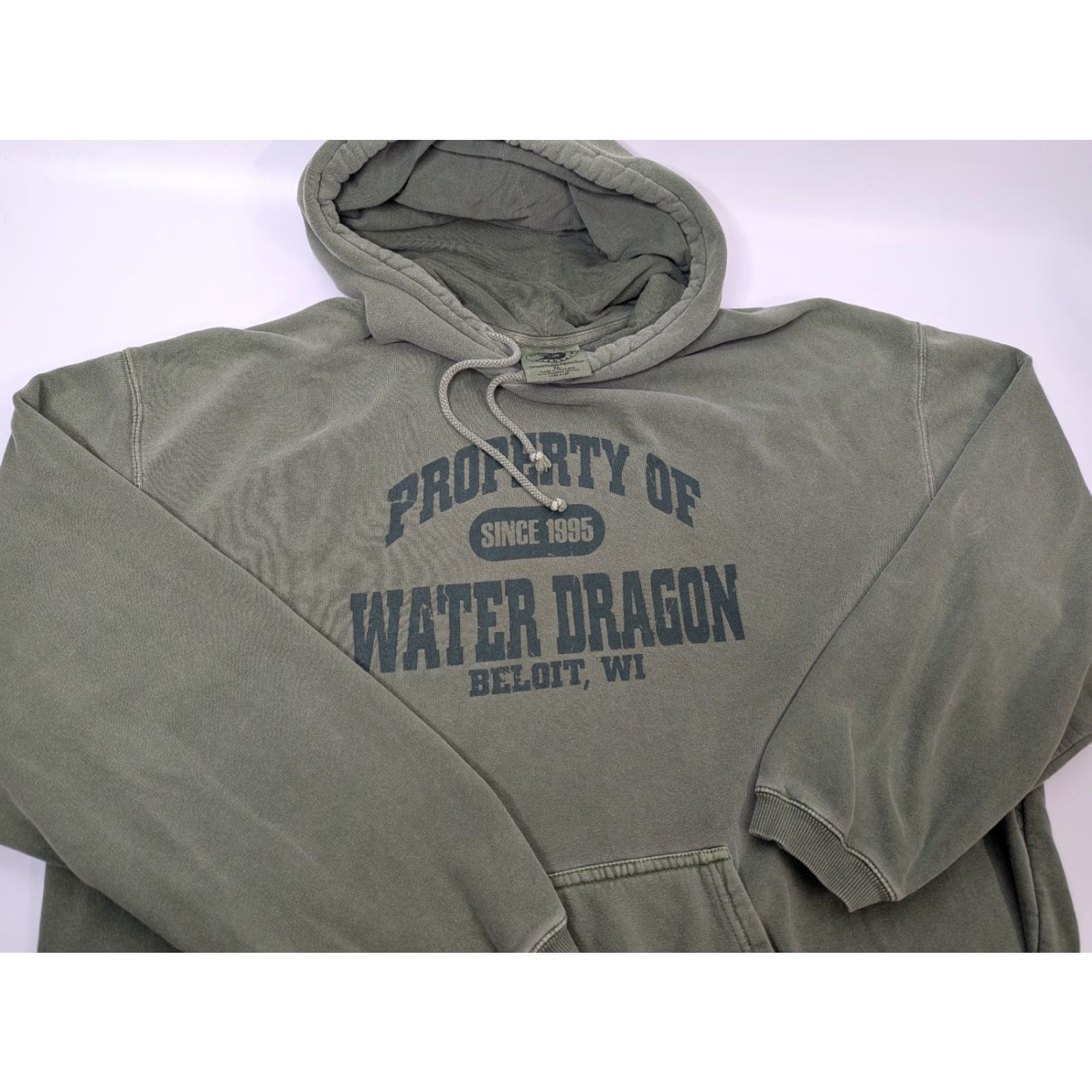 Vintage VINTAGE Authentic Pigment Hoodie Mens XL Green Water Dragon Beloit Wisconsin Pullover Hooded Pockets Ring Spun Logo Size US XL / EU 56 / 4 - 2 Thumbnail