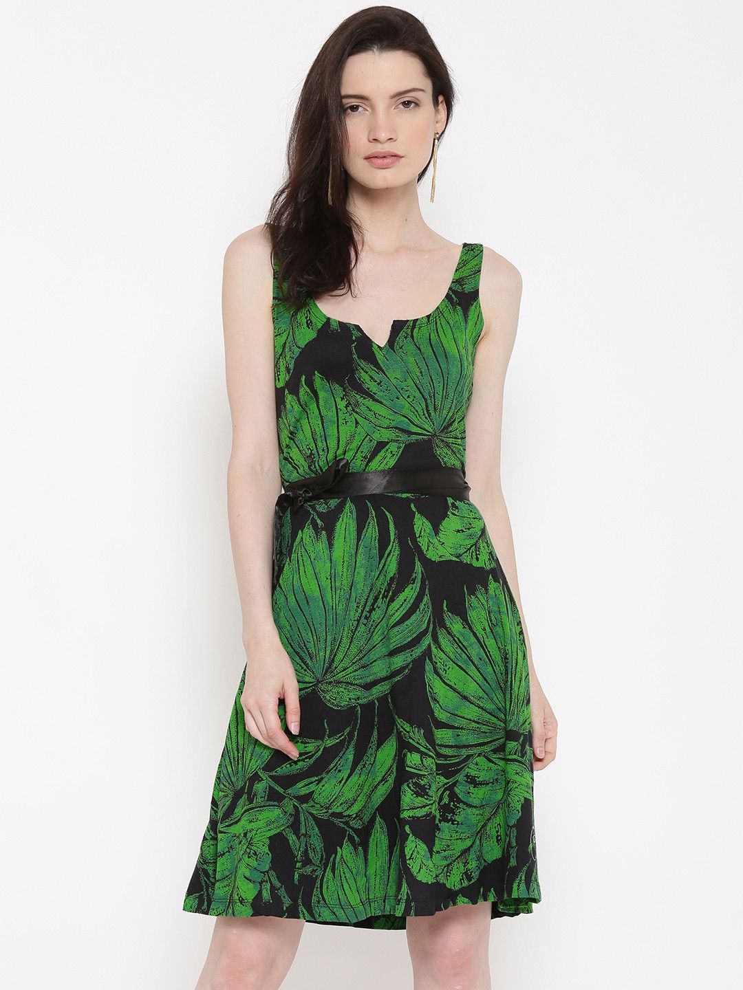 slim fit dress slacks Womens Y2K Desigual Green Patchwork Dress – Khuul main image 0