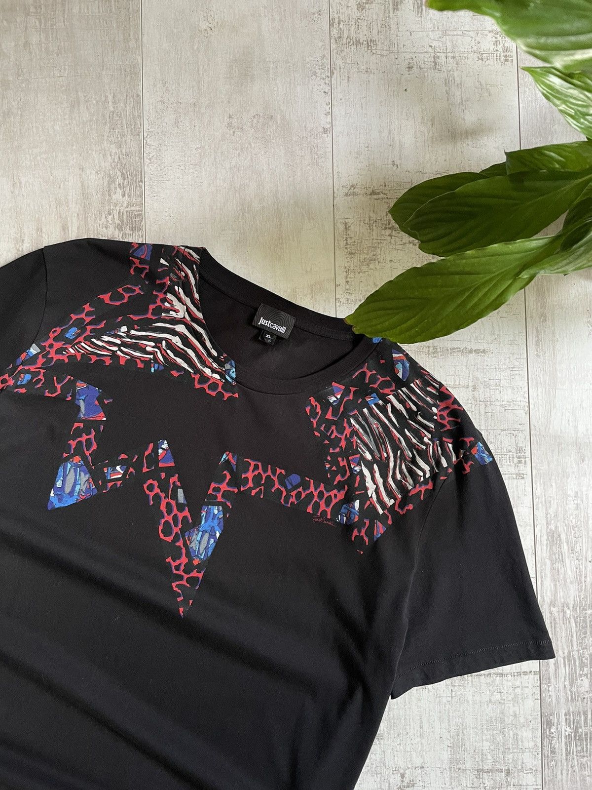 Just Cavalli Just Cavalli T-Shirt Black Star Print Size US XL / EU 56 / 4 - 3 Thumbnail