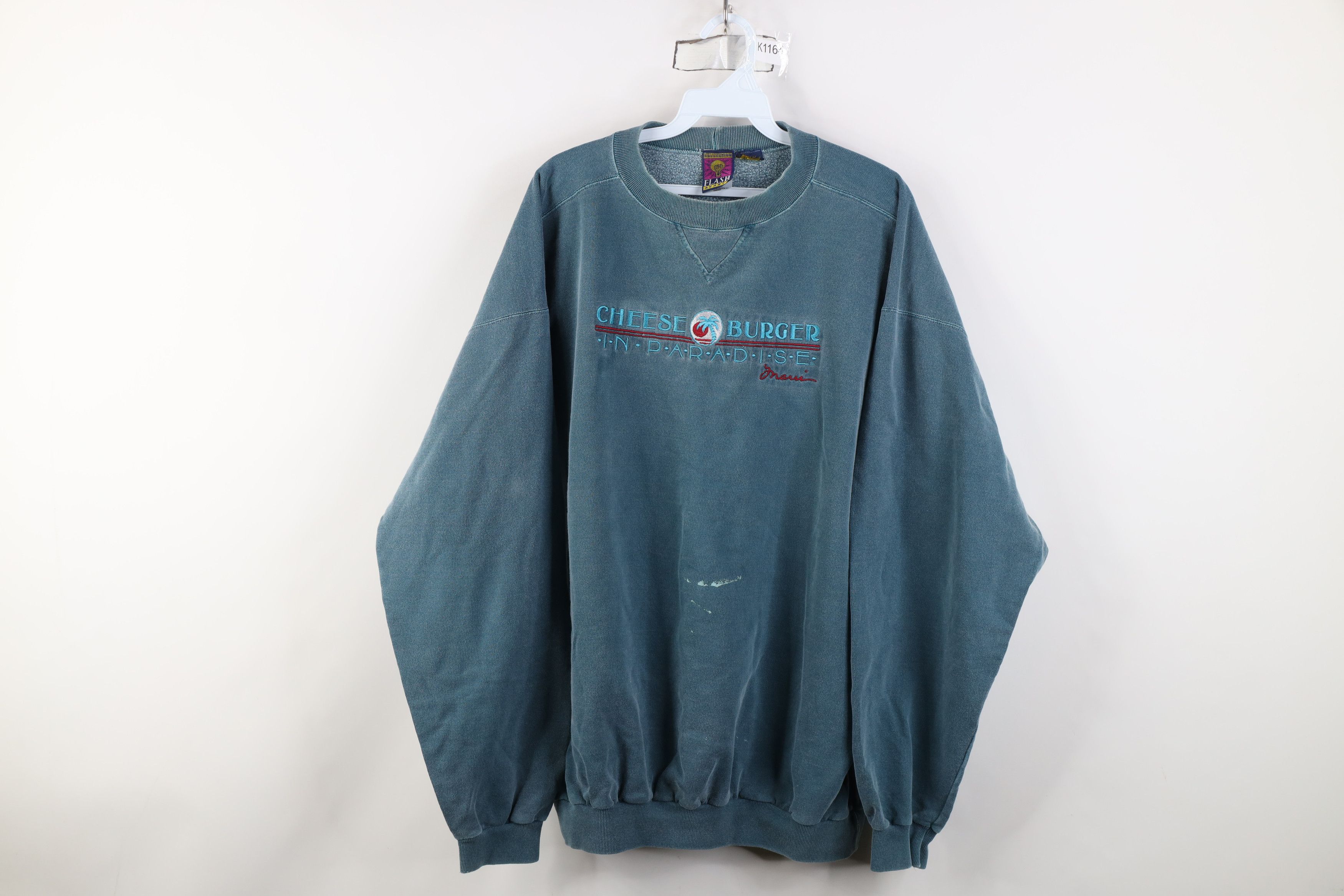 Vintage Vintage 90s Burger In Paradise Jimmy Buffett Sweatshirt Size US XL / EU 56 / 4 - 1 Thumbnail
