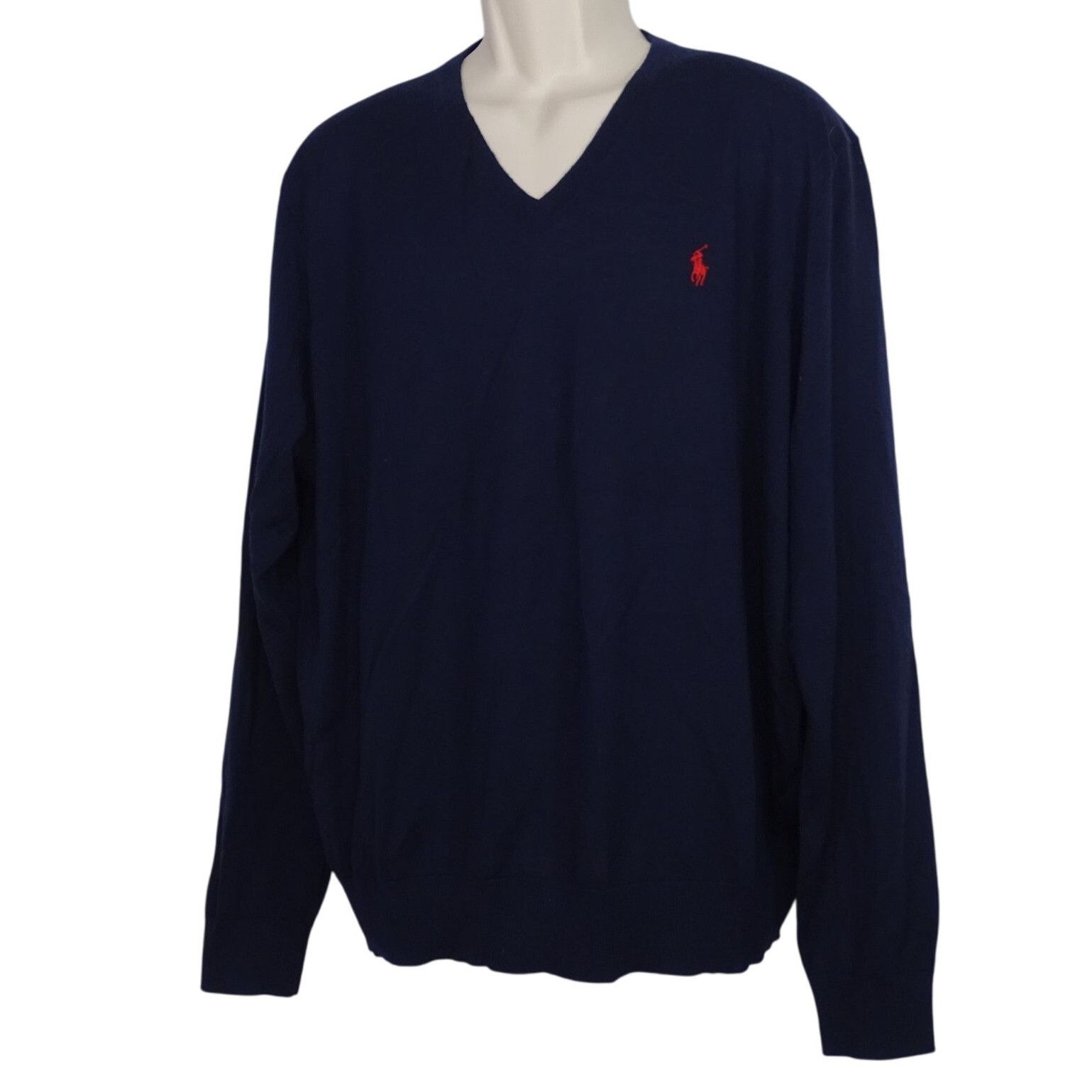 Polo Ralph Lauren Polo Ralph Lauren Blue Slim Fit Wool V-Neck Sweater Size XXL Size US XXL / EU 58 / 5 - 1 Thumbnail