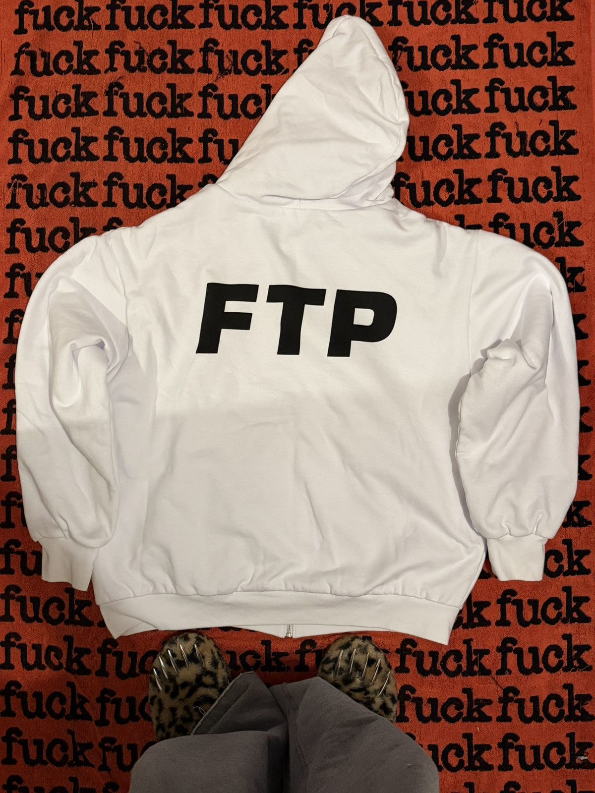 Fuck The Population White FTP Full Zip Up Hoodie Reversible Logo Size US XL / EU 56 / 4 - 3 Thumbnail