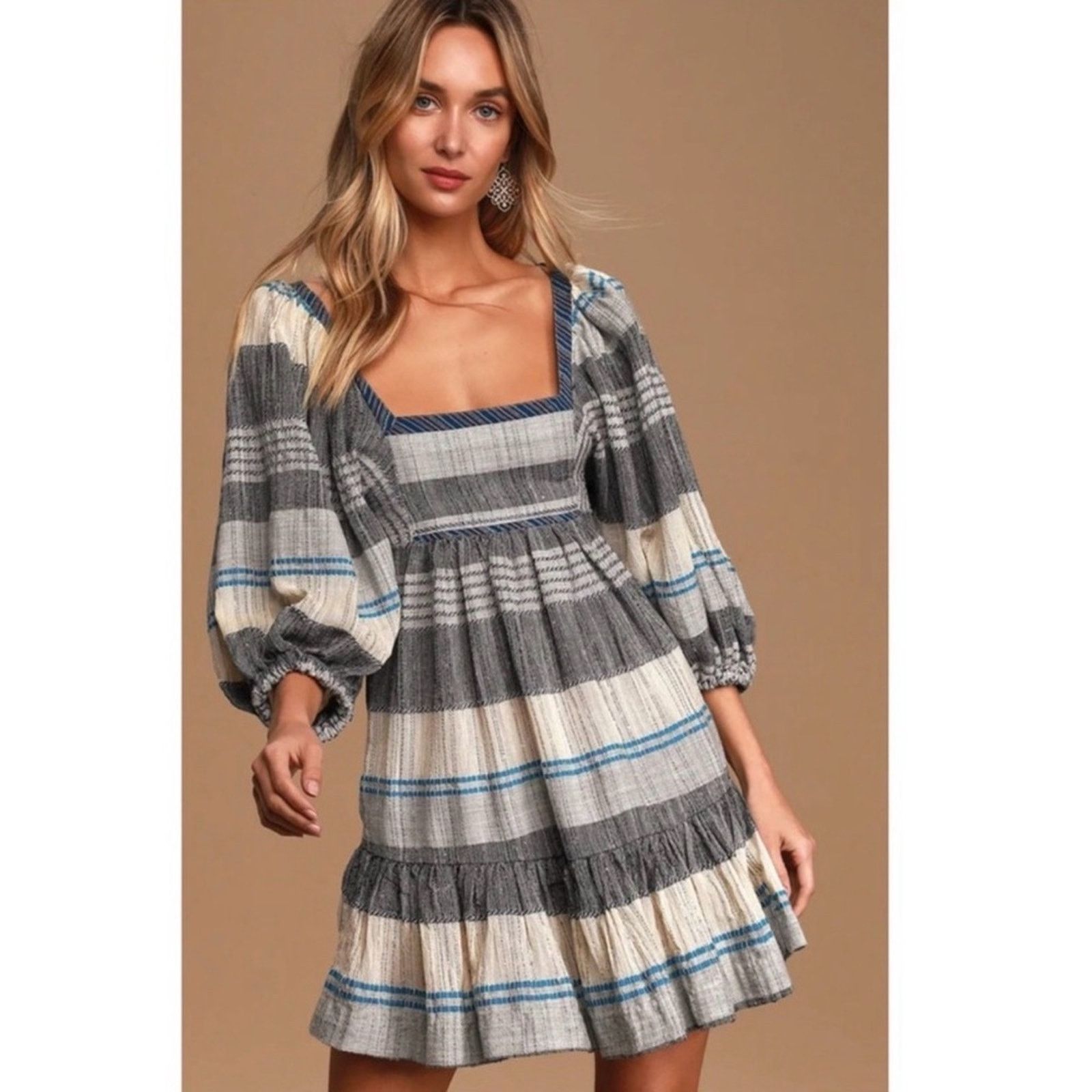 Free People Free People All Lined Up Mini Dress XS Boho Cottagecore Size XS / US 0-2 / IT 36-38 - 1 Thumbnail