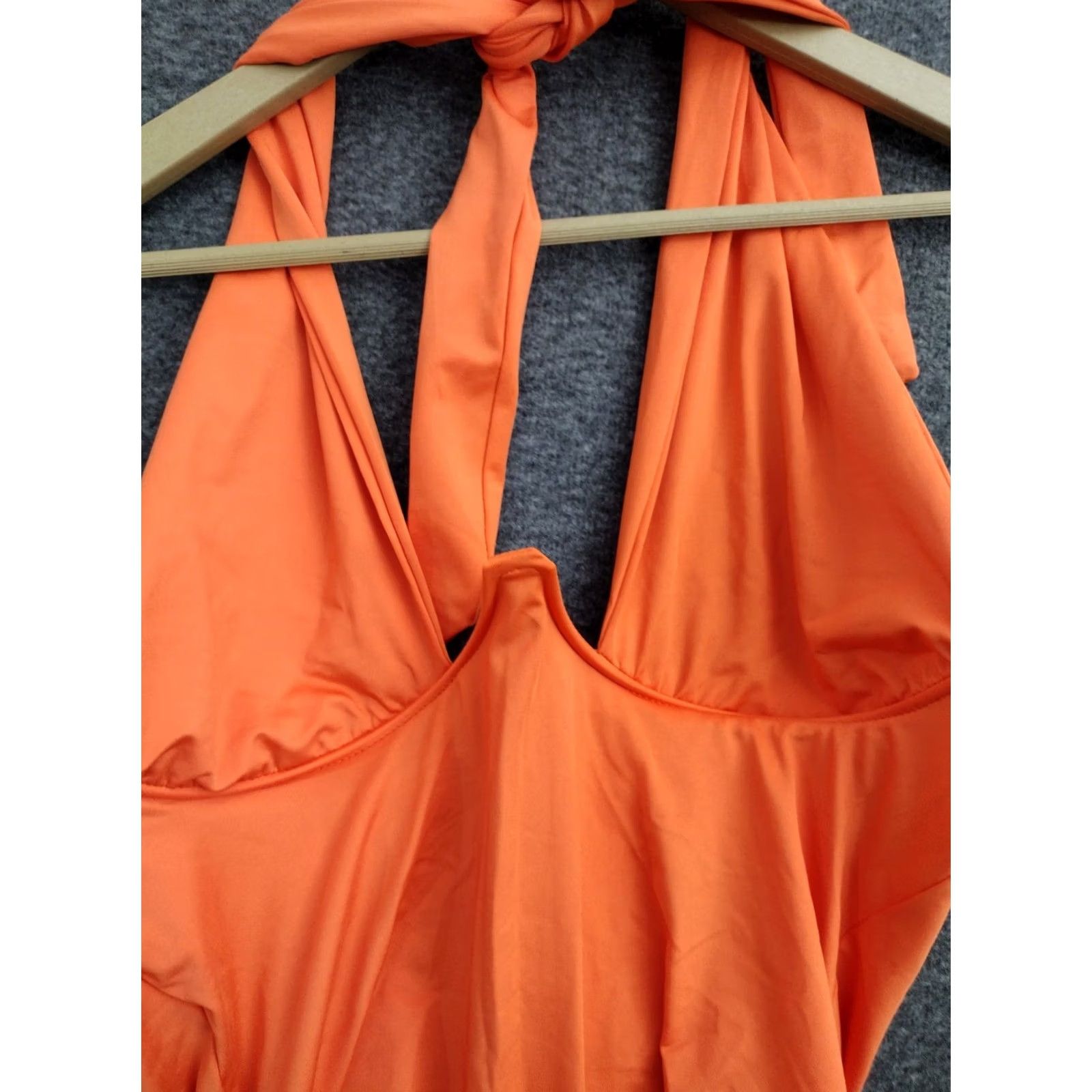 Vintage Women's One Piece Orange Tie Neck Style Swimsuit L Size Size ONE SIZE - 6 Thumbnail