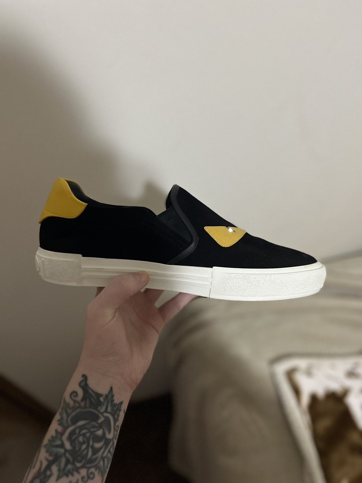 Fendi Mens Fendi Monster Bug Eye Slip-On Sneaker Size US 11 / EU 44 - 4 Thumbnail