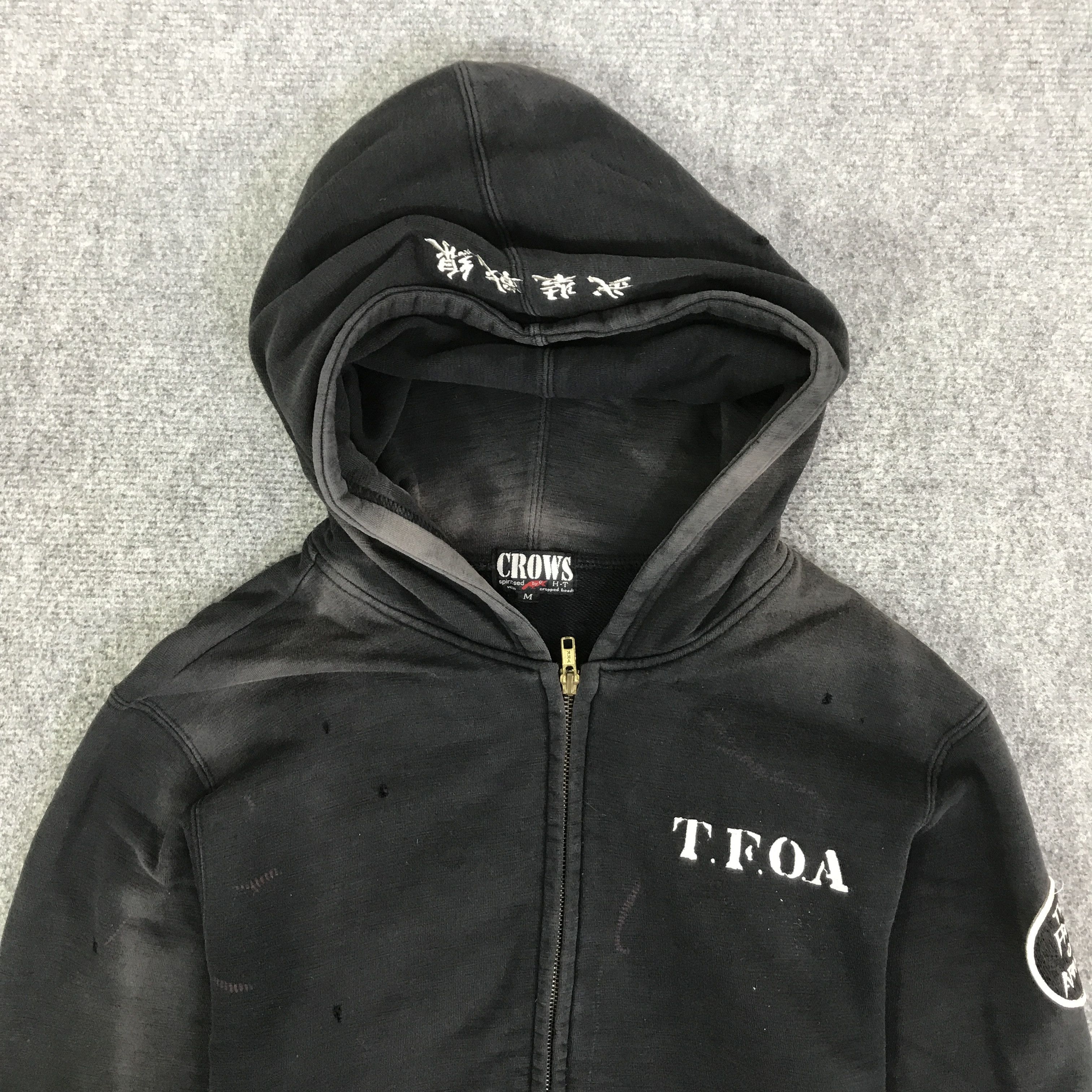 Japanese Brand T.F.O.A SKULL DISTRESSED HOODIES FADED K100B10 Size US M / EU 48-50 / 2 - 3 Thumbnail